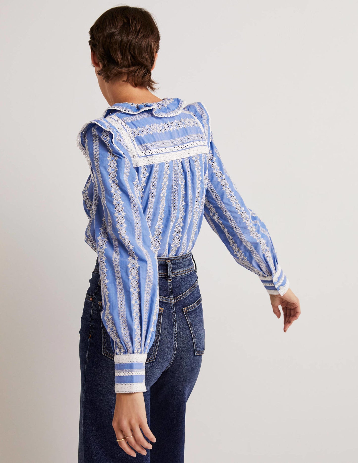 Bluse mit Häkelborte-Faux-Uni