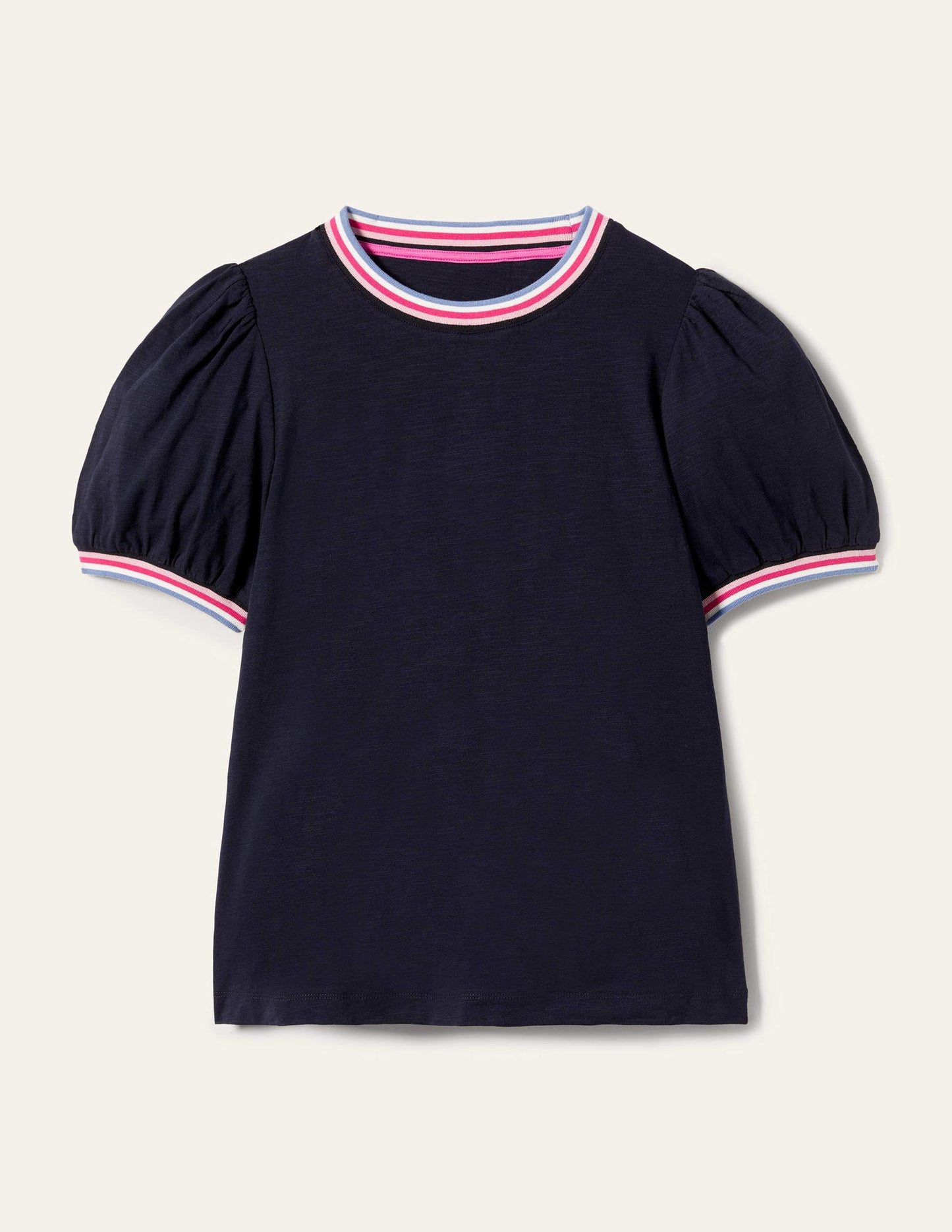 Blouson-T-Shirt mit Rippstrickabschlüssen-Marineblau