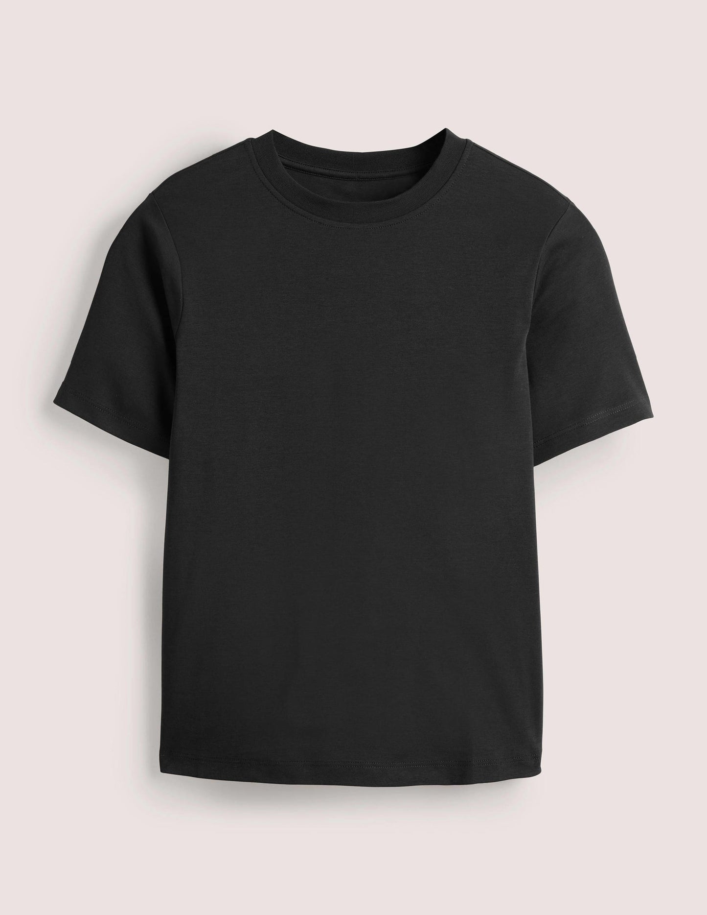 Baumwoll-T-Shirt mit Rundhalsausschnitt-Schwarz