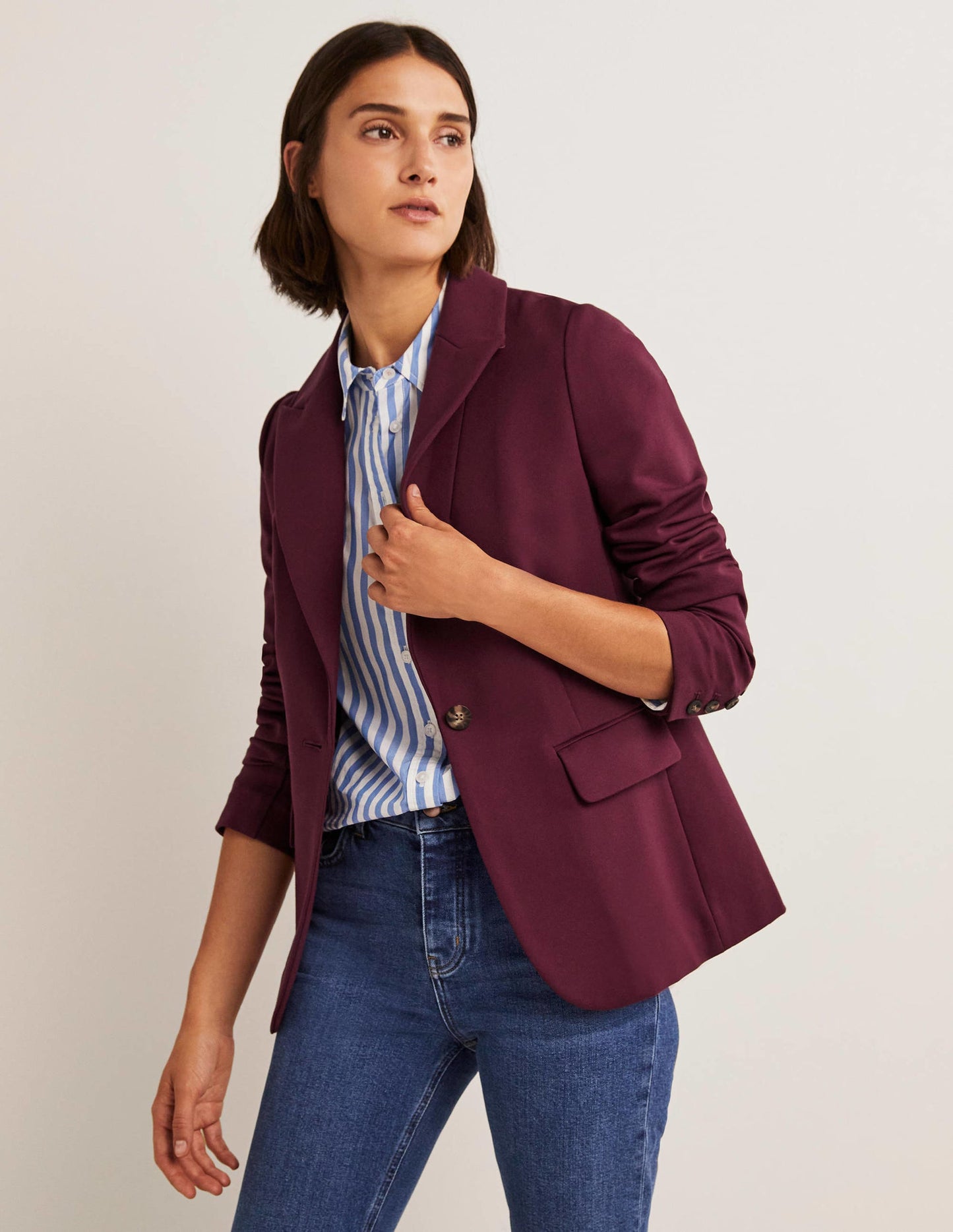 Figurbetonter Blazer aus Stretchjersey-Glühweinrot