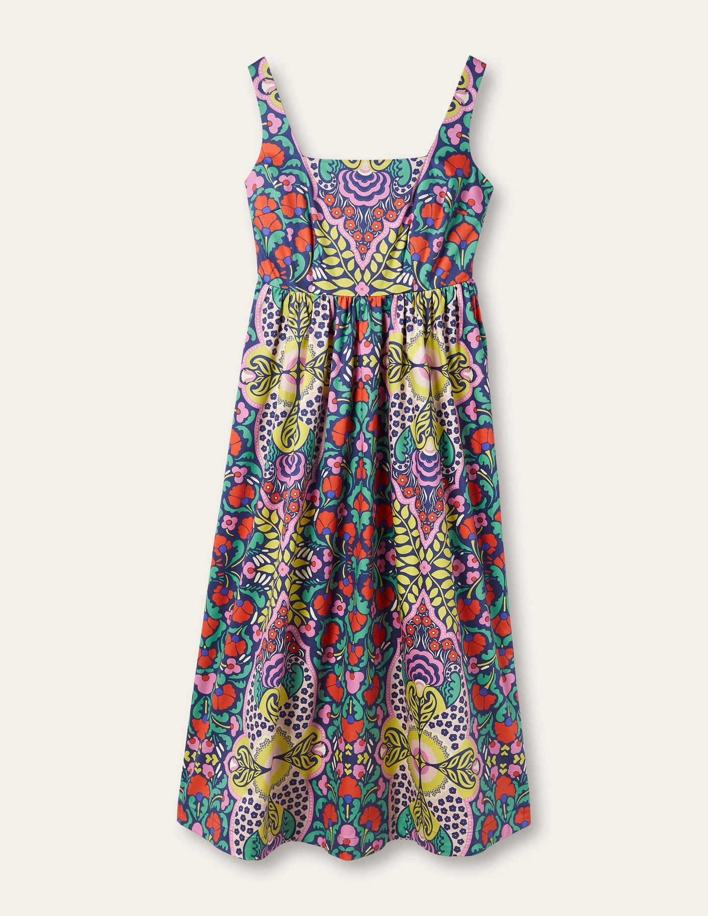 Violet Midikleid mit eckigem Ausschnitt-Navy, Blumenmuster