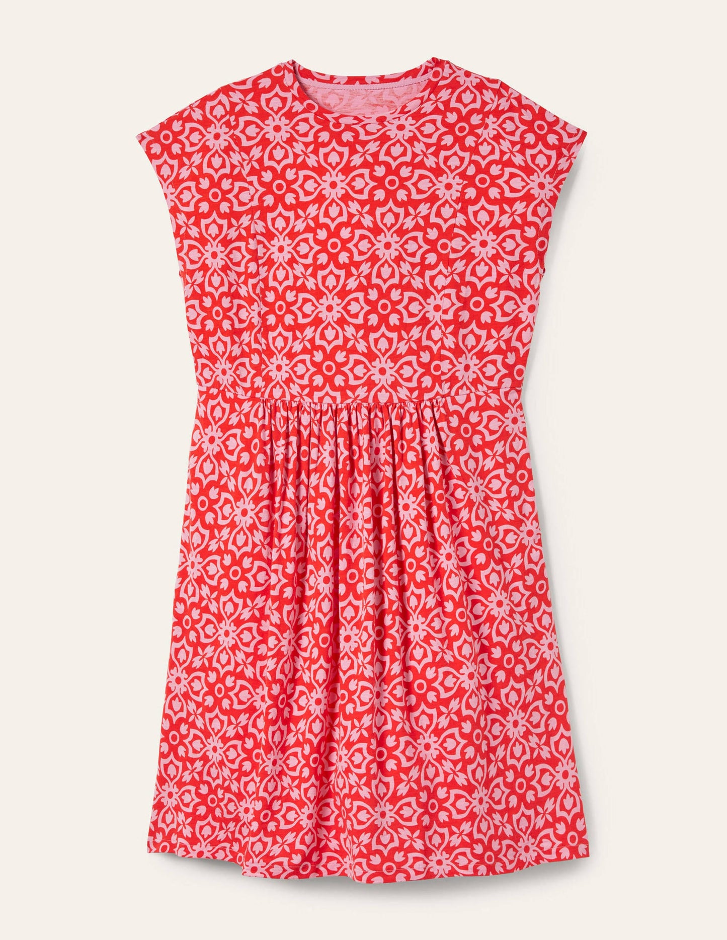 Robe T-shirt en jersey-Tuile fleuron rouge dragon