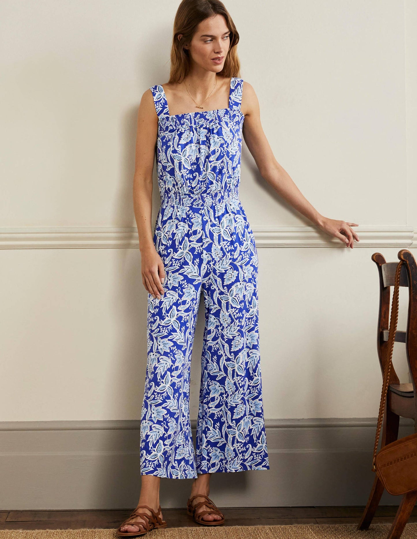 Jersey-Jumpsuit mit Trägern-Atlantischer Ozean, Wildblumen