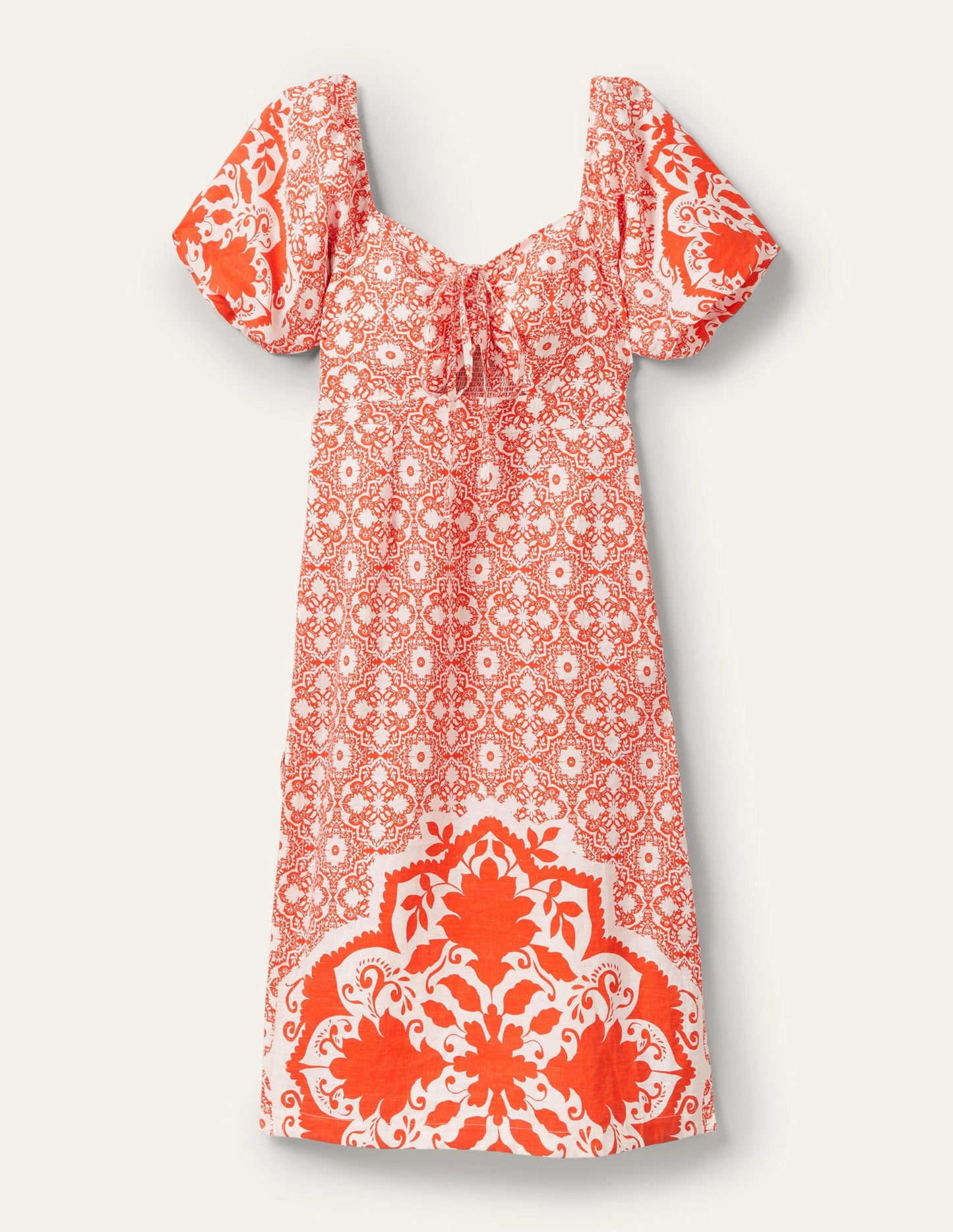 Neckholder-Säulenkleid mit Cut-outs-Feuerwerkskörperrot, Bloomsbury-Muster