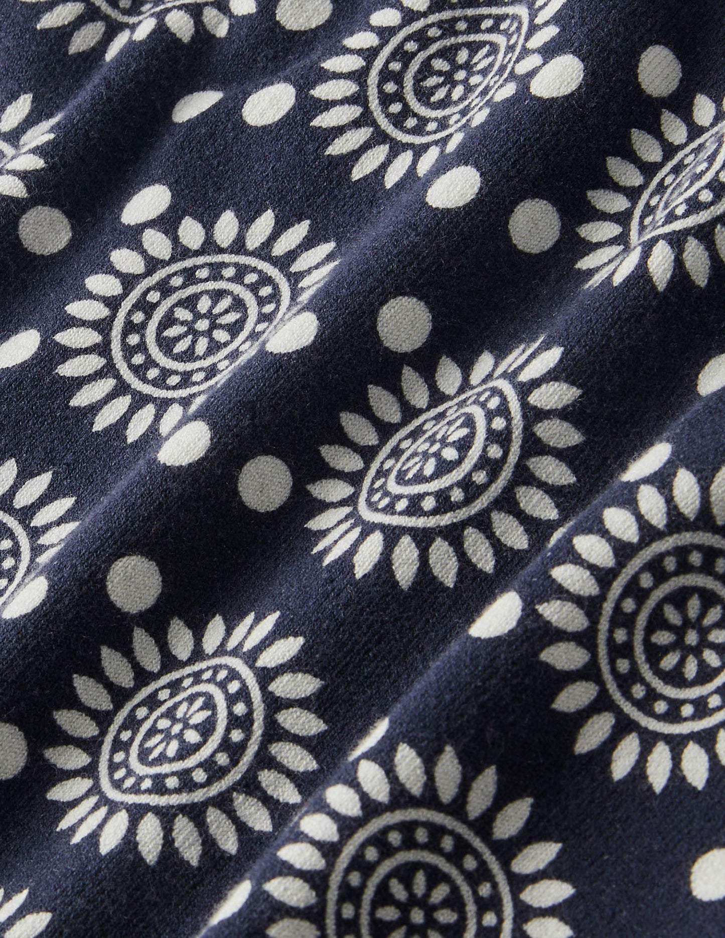 Cotton Crew Knitted Top-French Navy, Sun Geo