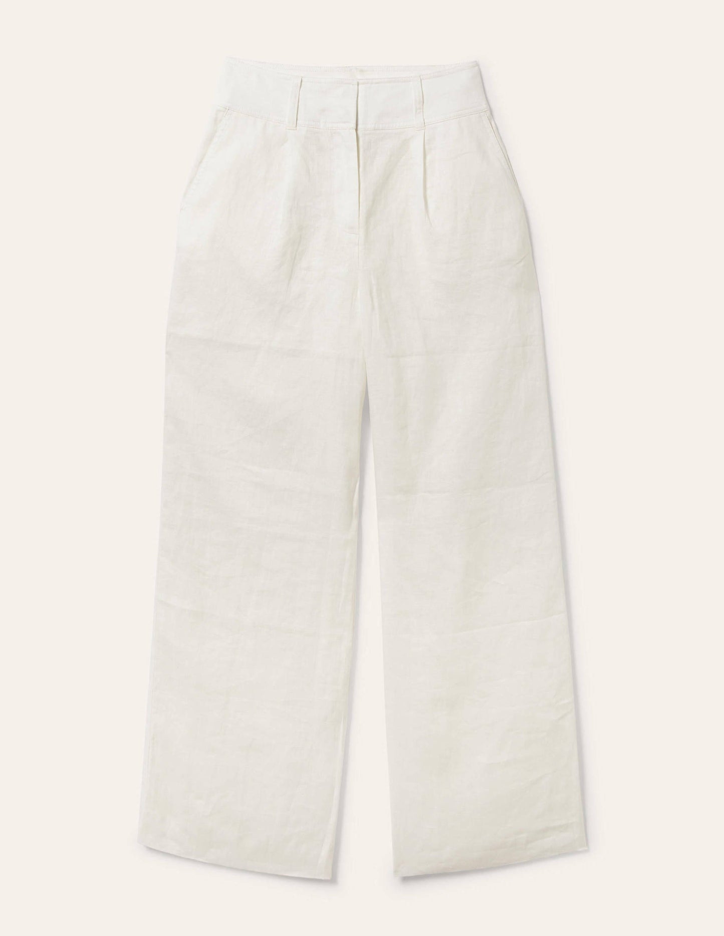Leinenhose mit weitem Bein-Weiß