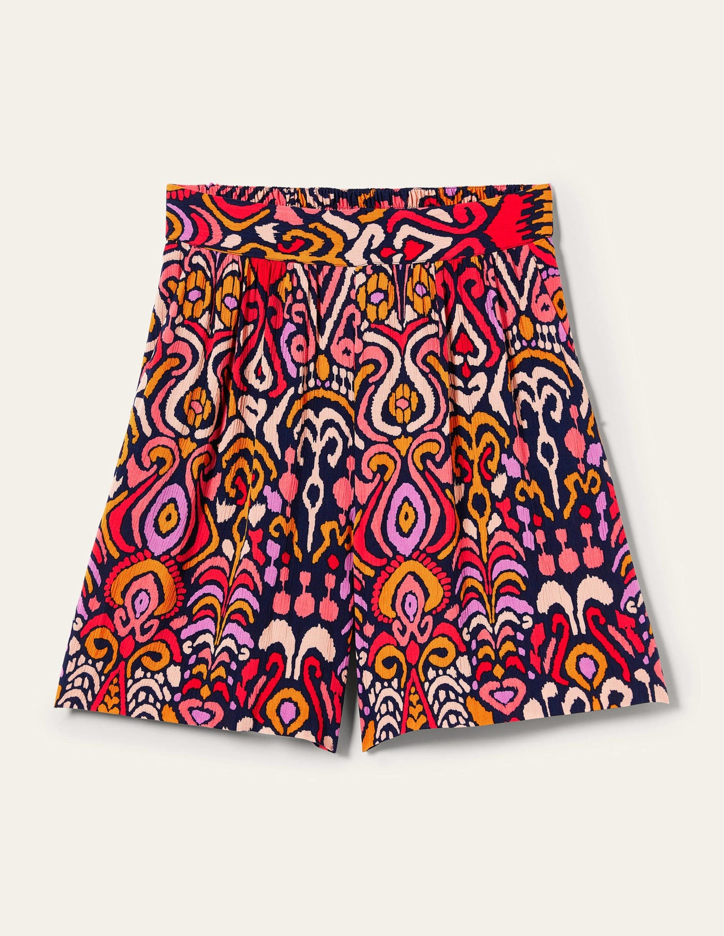 Grace Crinkle-Shorts-Französisches Navy, Ikat-Muster