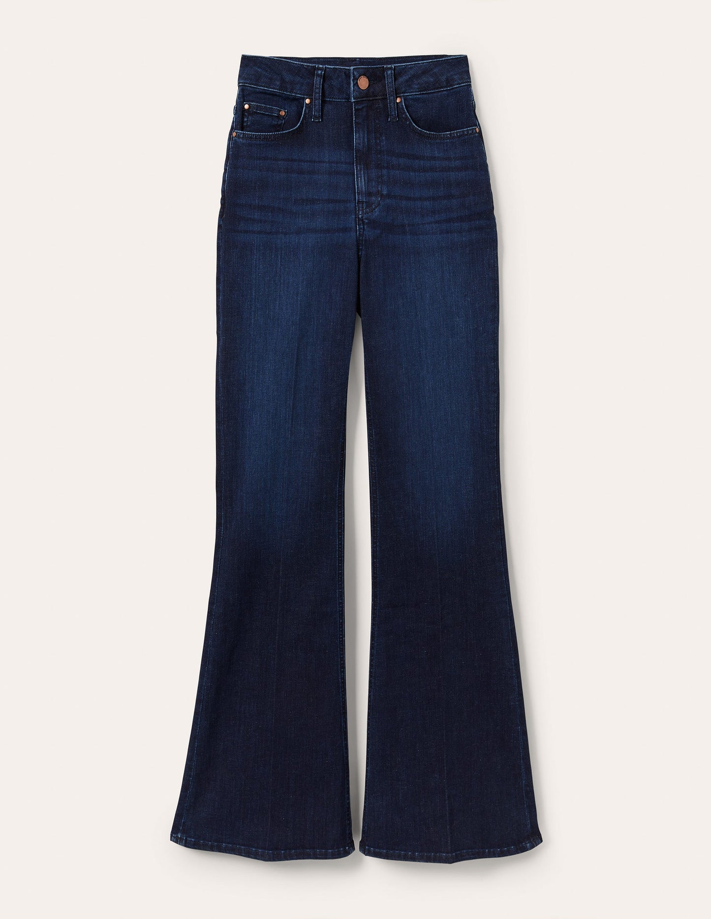 Figurbetonte Jeans mit Schlag und hoher Taille-Dunkles Vintageblau