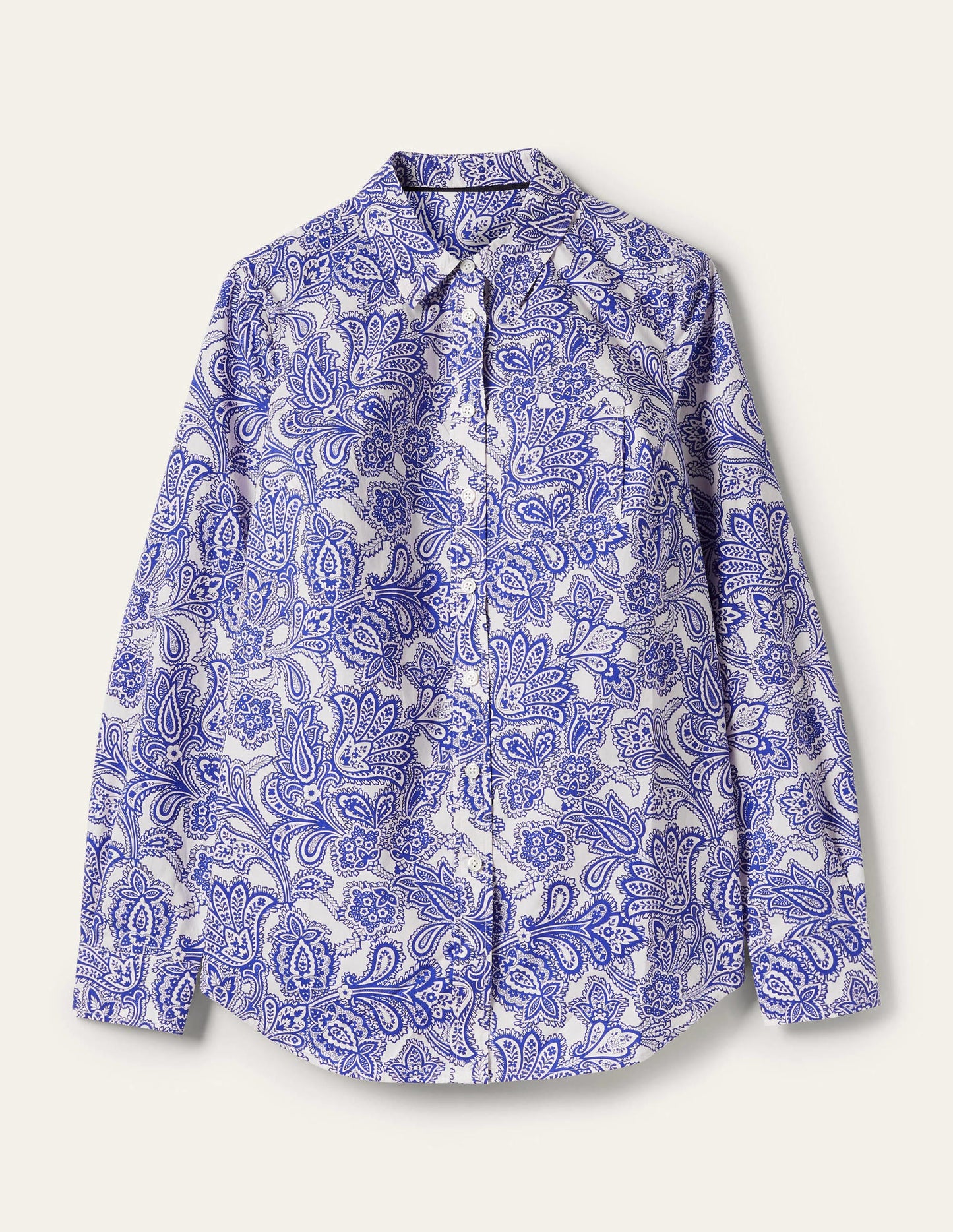 Klassisches Baumwollhemd-Meeresblau, Paisley-Knospen