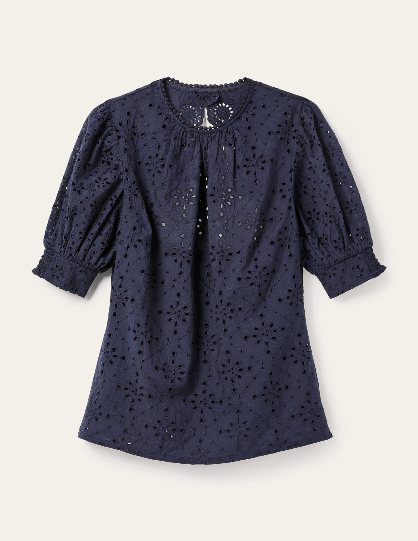 Oberteil mit Lochstickerei-Cut-outs-Marineblau