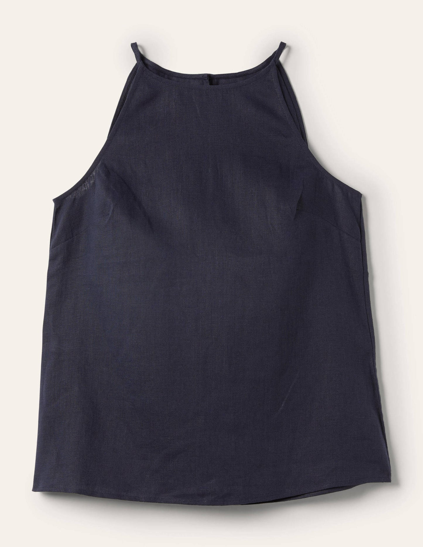Neckholder-Top aus Leinen-Marineblau