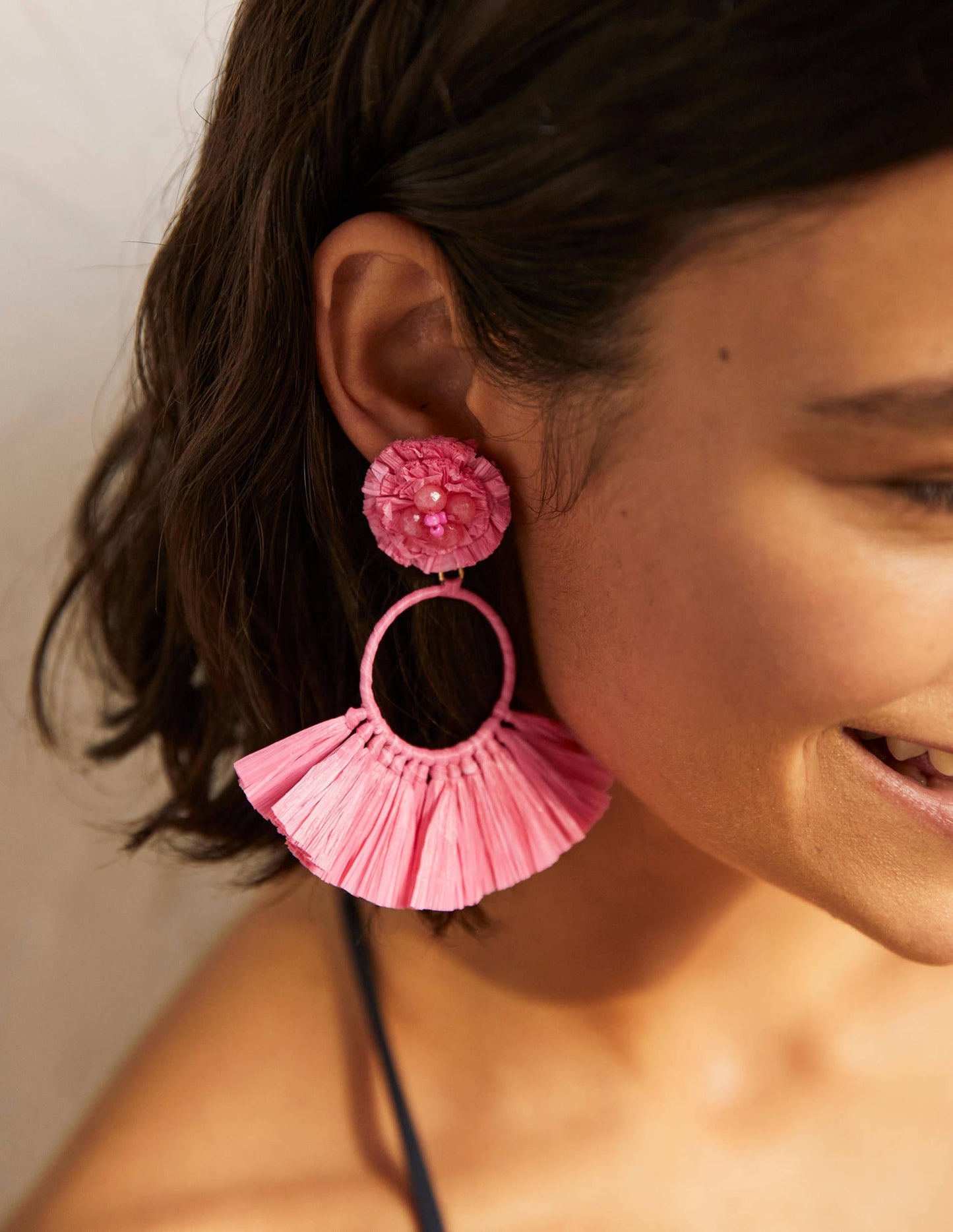 Tassel Ring Earrings-Formica Pink
