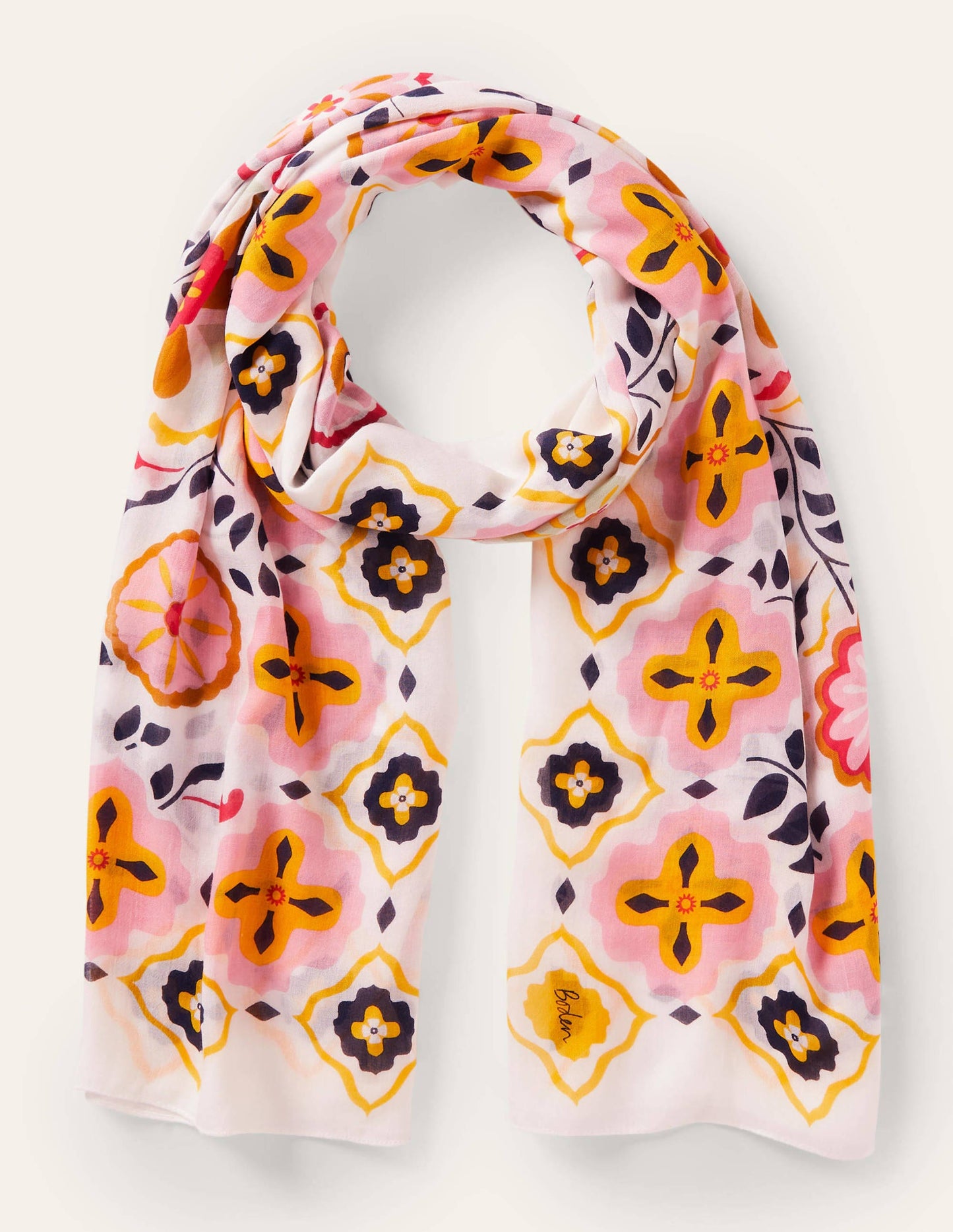 Foulard en modal imprimé-Ivoire, motif Opulent Garden