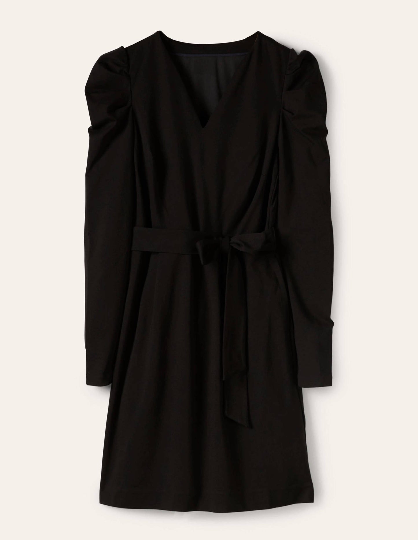 A-Linien-Kleid mit Puffärmeln-Schwarz