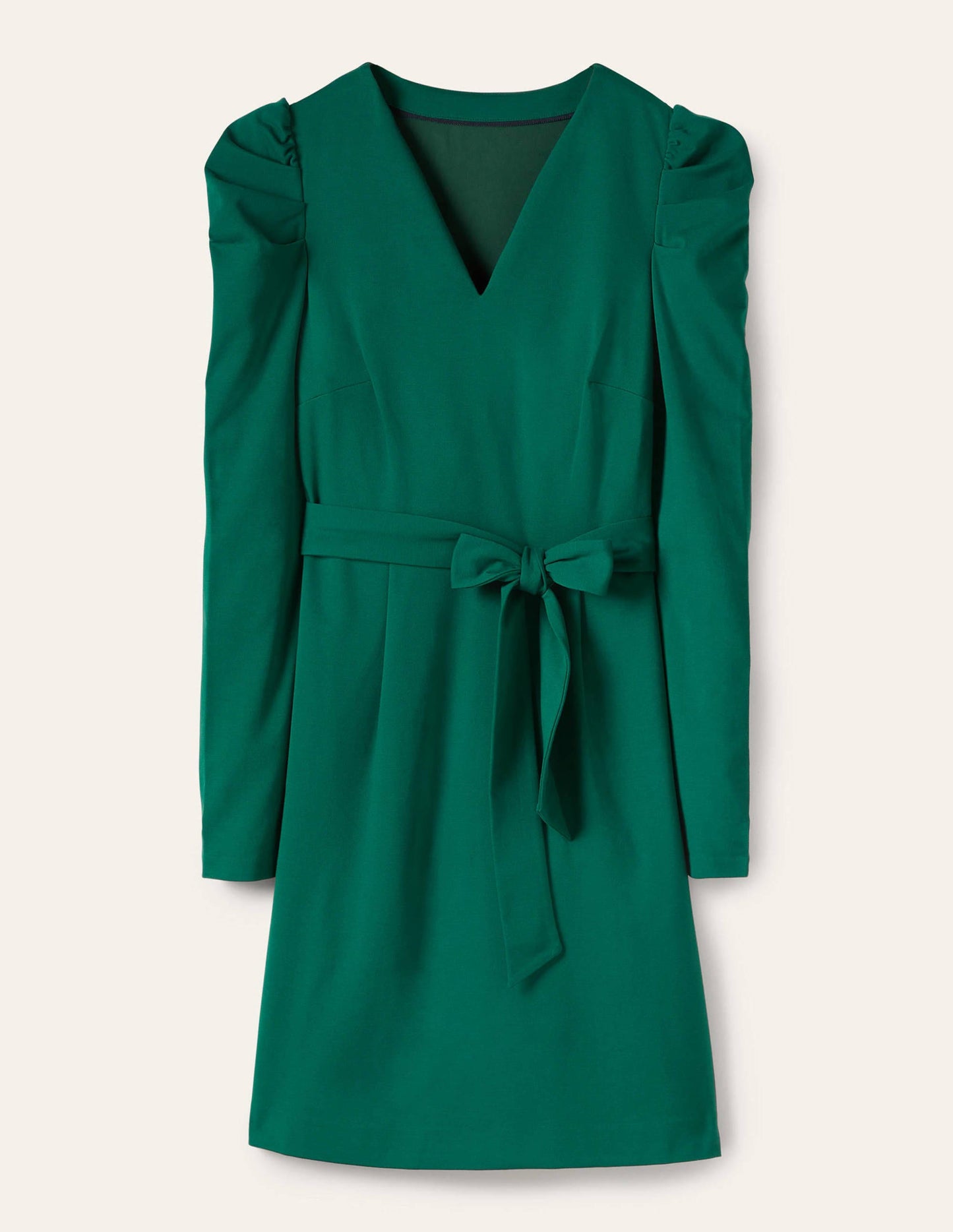 A-Linien-Kleid mit Puffärmeln-Waldgrün