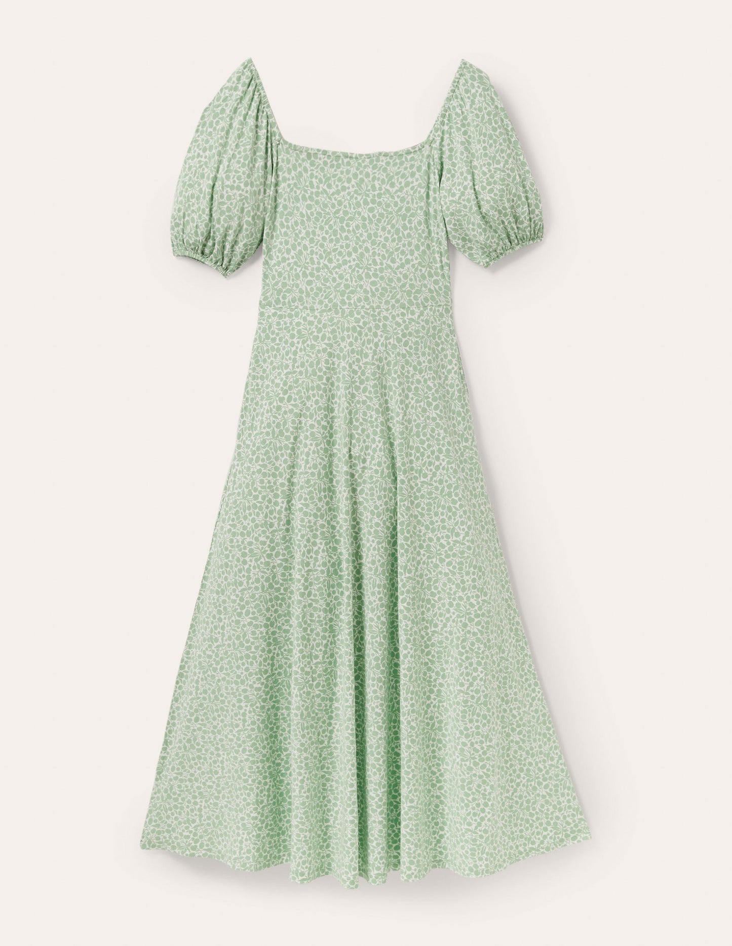 Maxikleid mit eckigem Ausschnitt-Zephirgrün, Blumenzweige