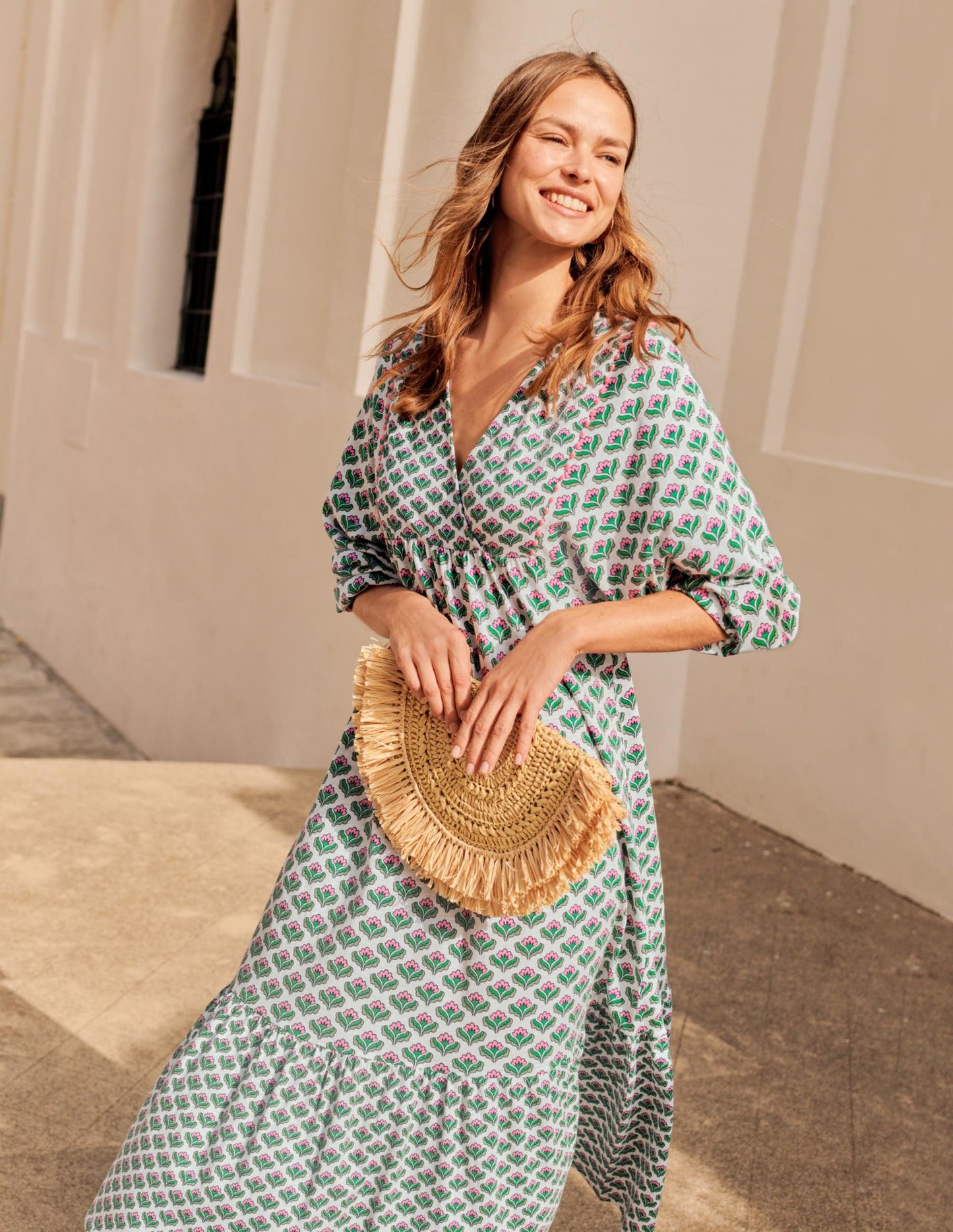 Anita Jersey-Midikleid-Efeugrün, Orientalische Blüten