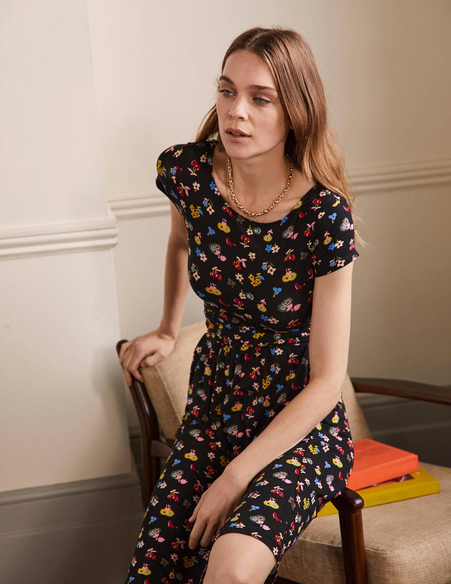 Amelie Jerseykleid-Schwarz, Waldknospen
