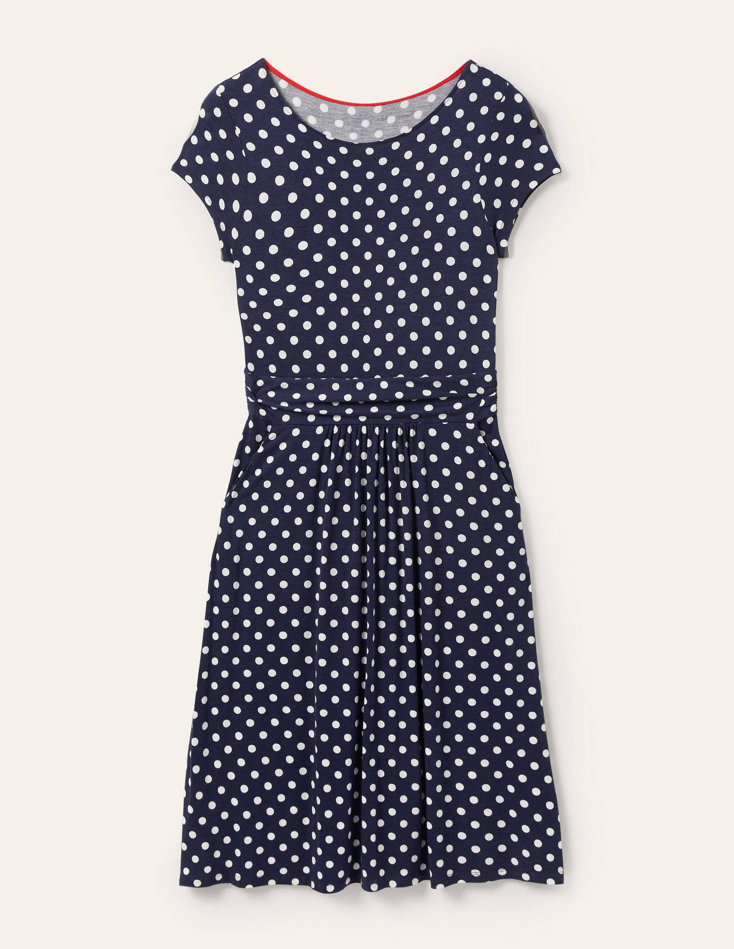 Amelie Jerseykleid-Navy, Getupft