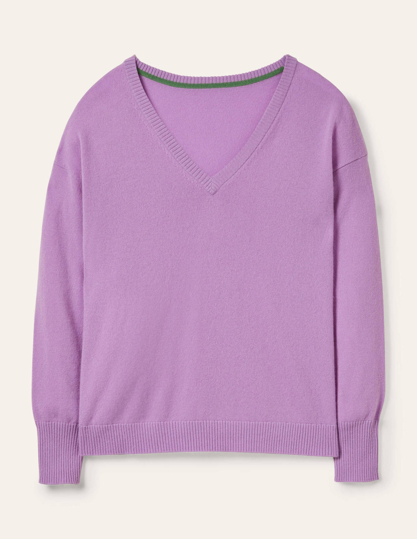 Lässiger Kaschmirpullover mit V-Ausschnitt-Afrikanisches Violett