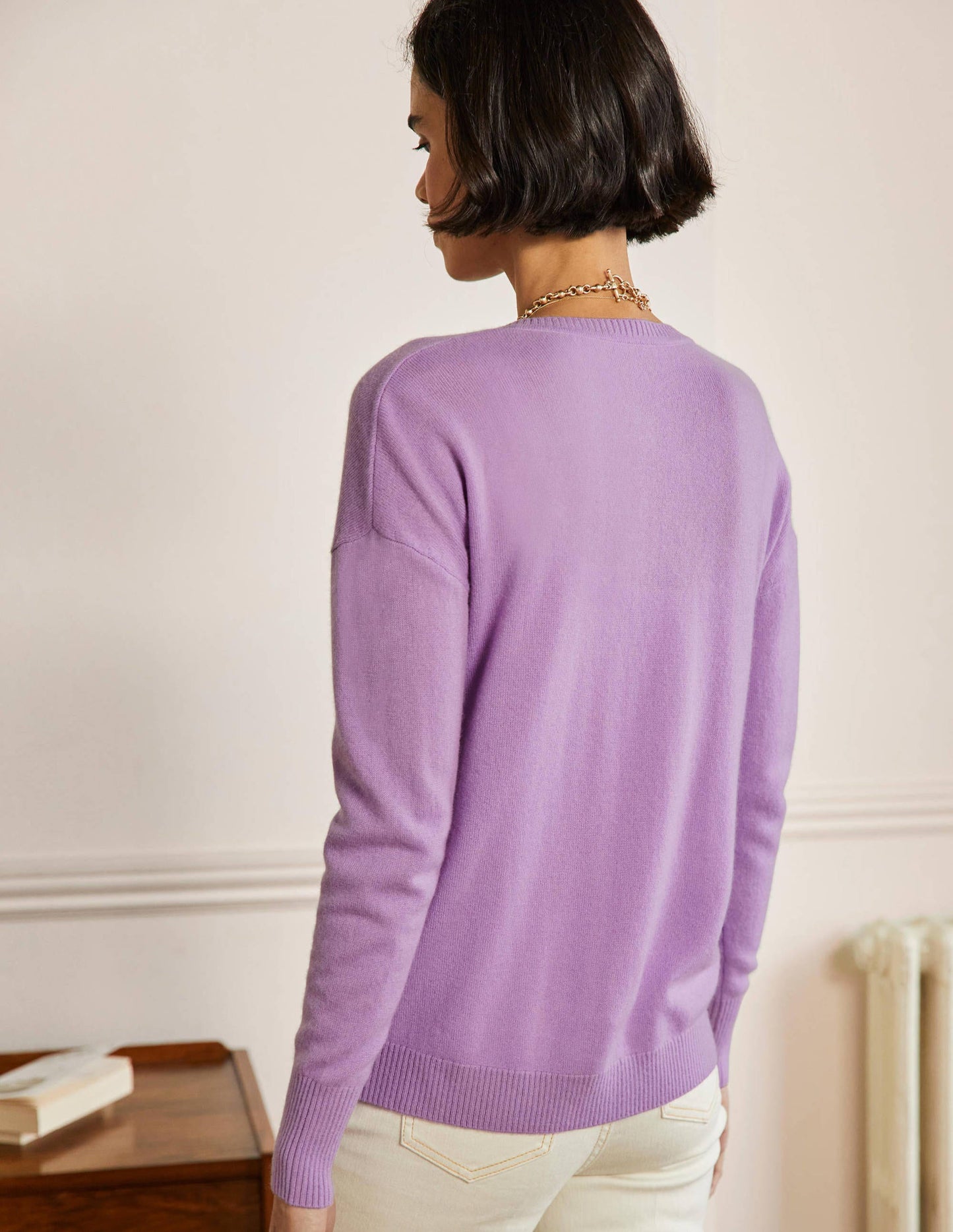 Bequemer Kaschmircardigan-Afrikanisches Violett