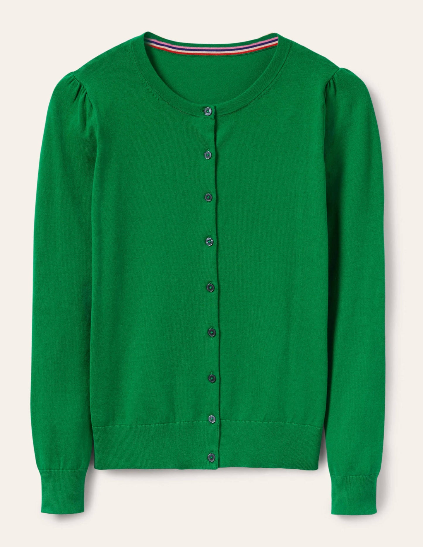 Cotton Crew Neck Cardigan-Highland Green