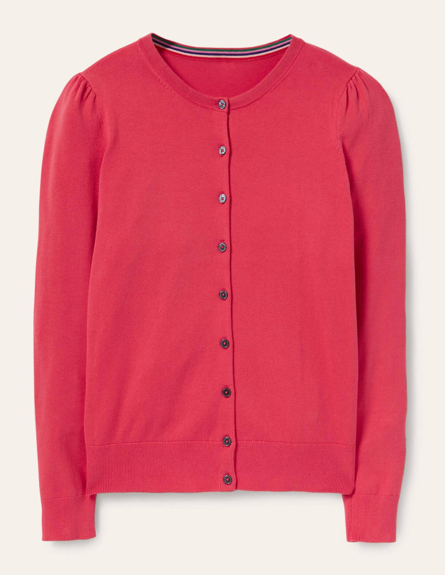 Cotton Crew Neck Cardigan-Radish