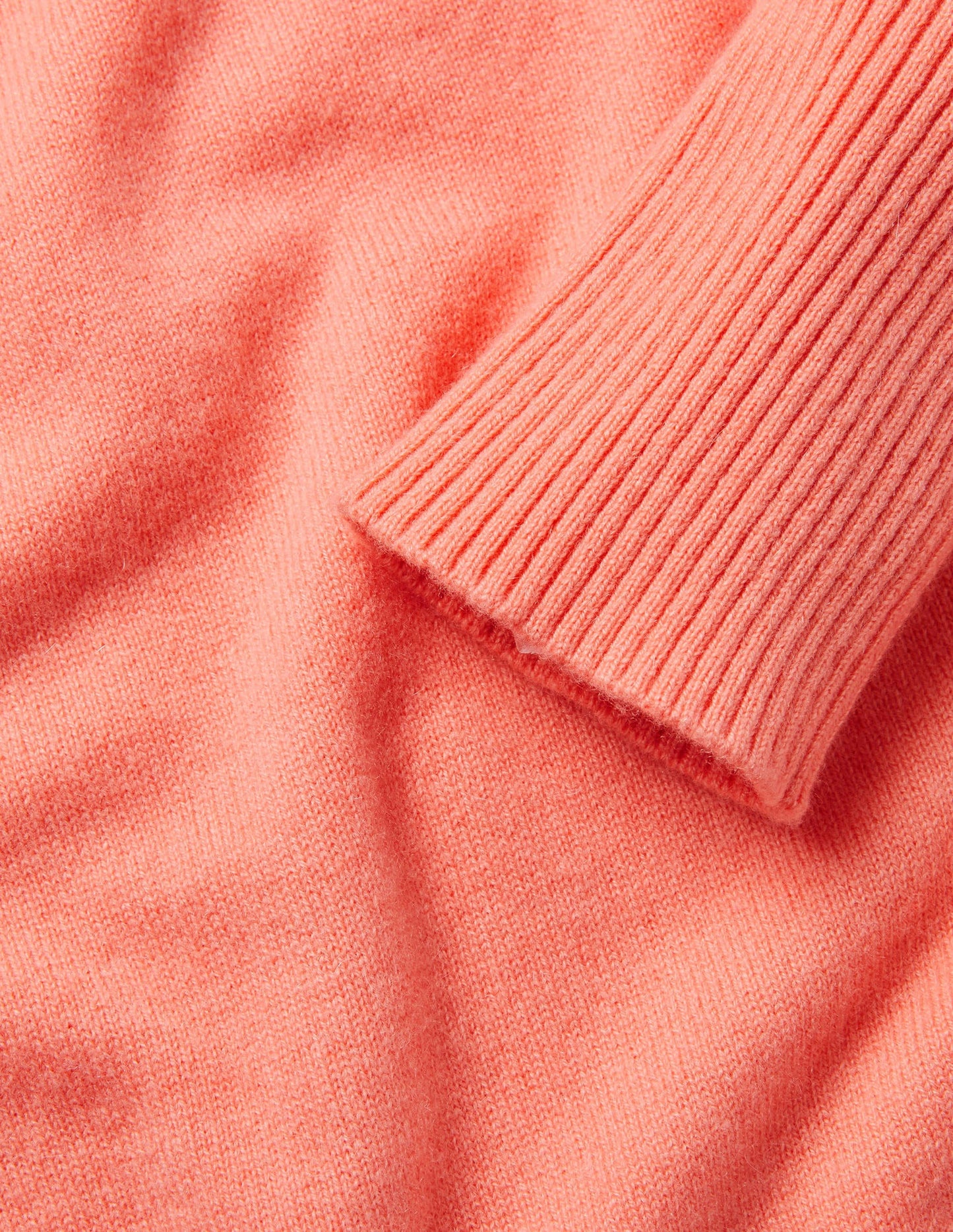 Kaschmirpullover mit Rundhalsausschnitt-Helles Korallenrot