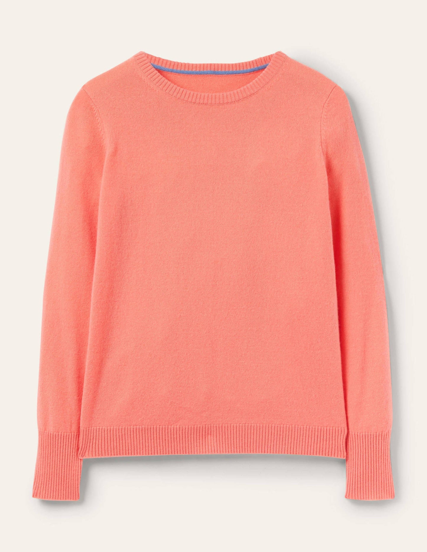 Kaschmirpullover mit Rundhalsausschnitt-Helles Korallenrot