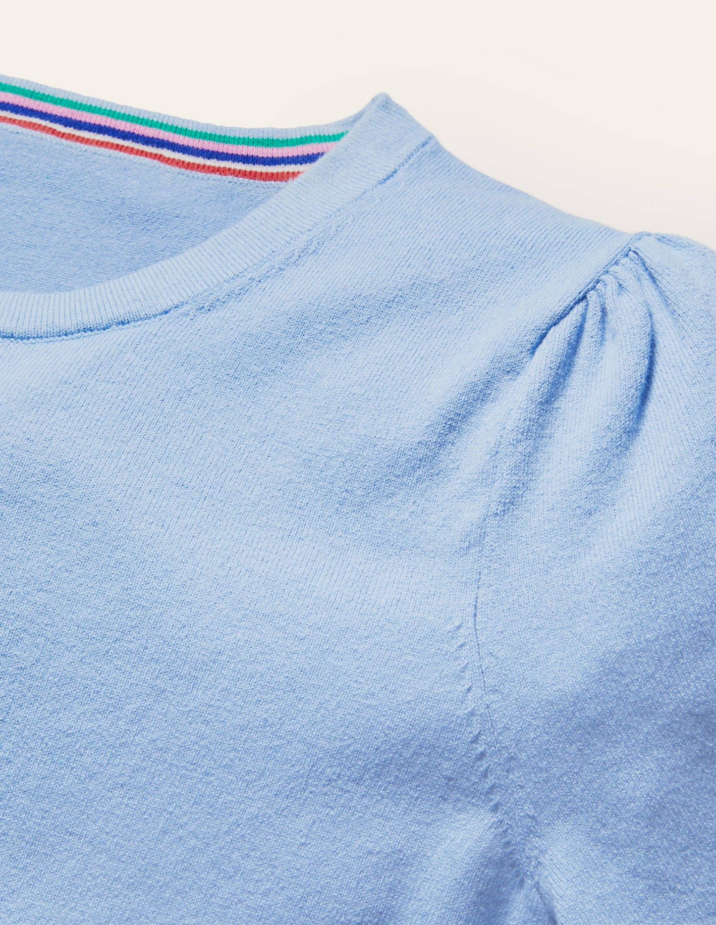 Cotton Crew Knitted Top-Dusty Blue