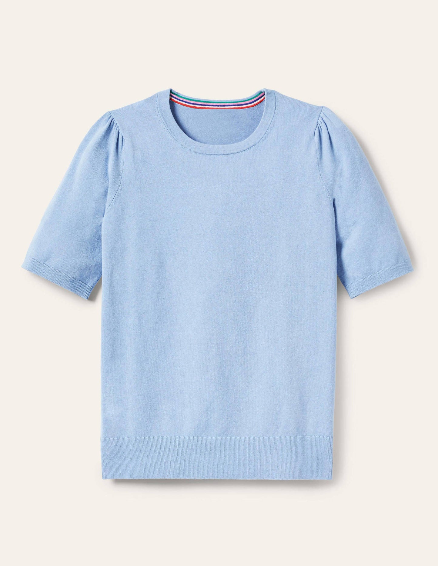Cotton Crew Knitted Top-Dusty Blue