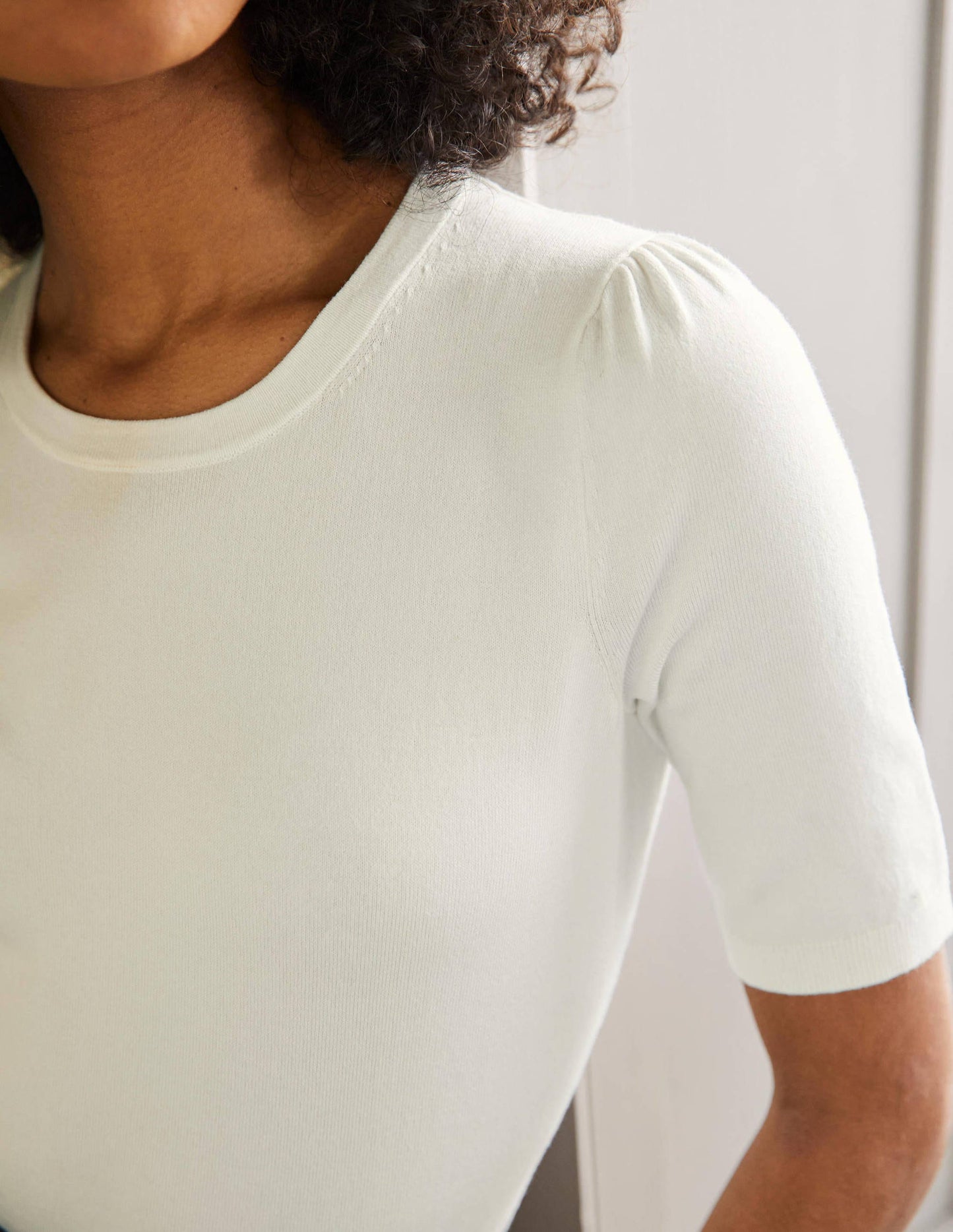 Cotton Crew Knitted Top-Ivory