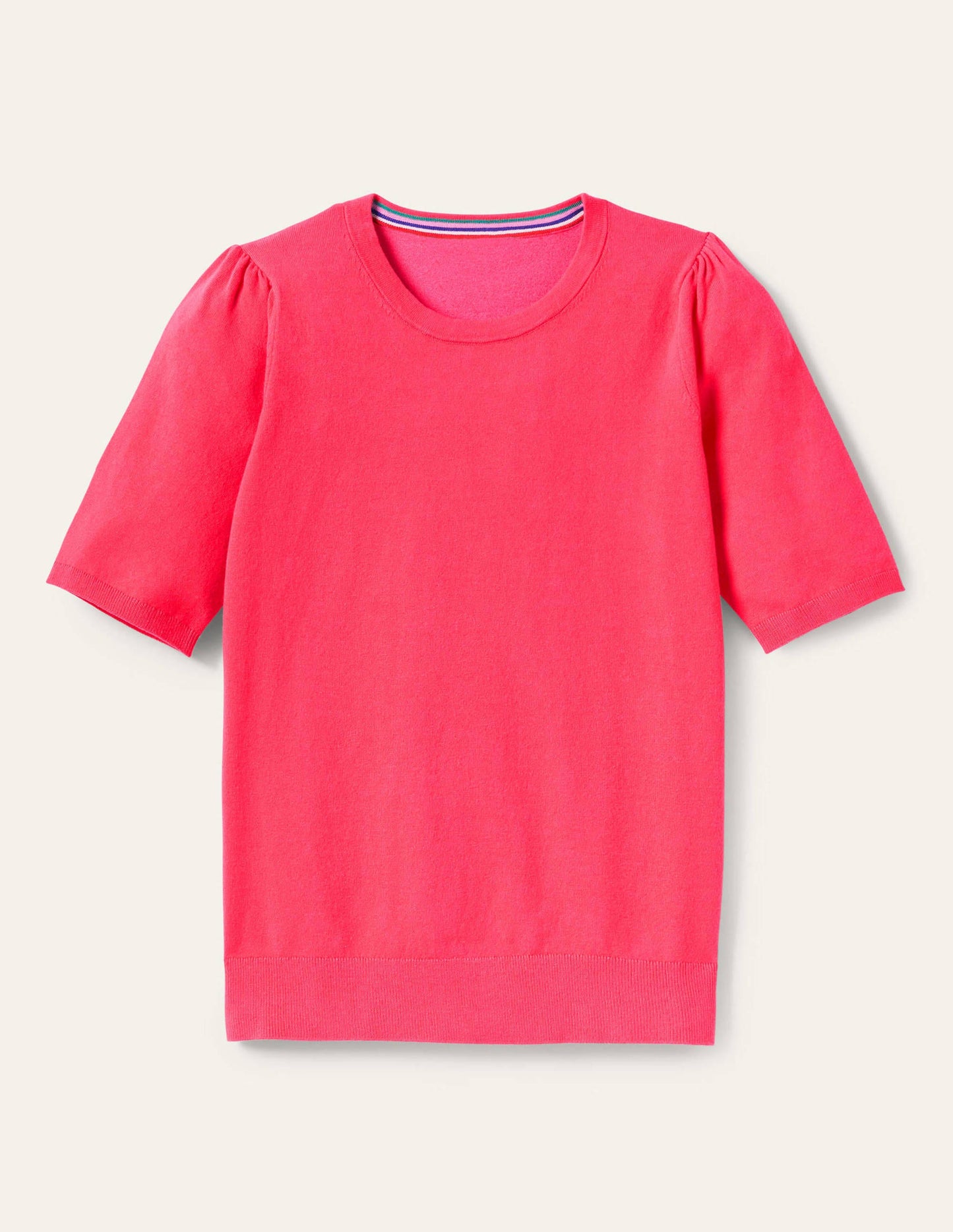 Cotton Crew Knitted Top-Radish