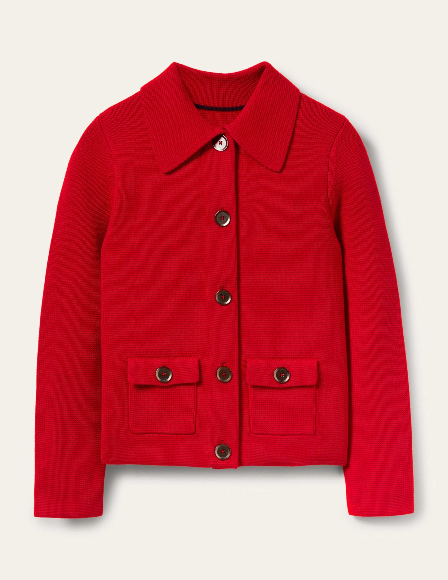 Kurz geschnittener Cardigan mit Kragen-Drachenrot