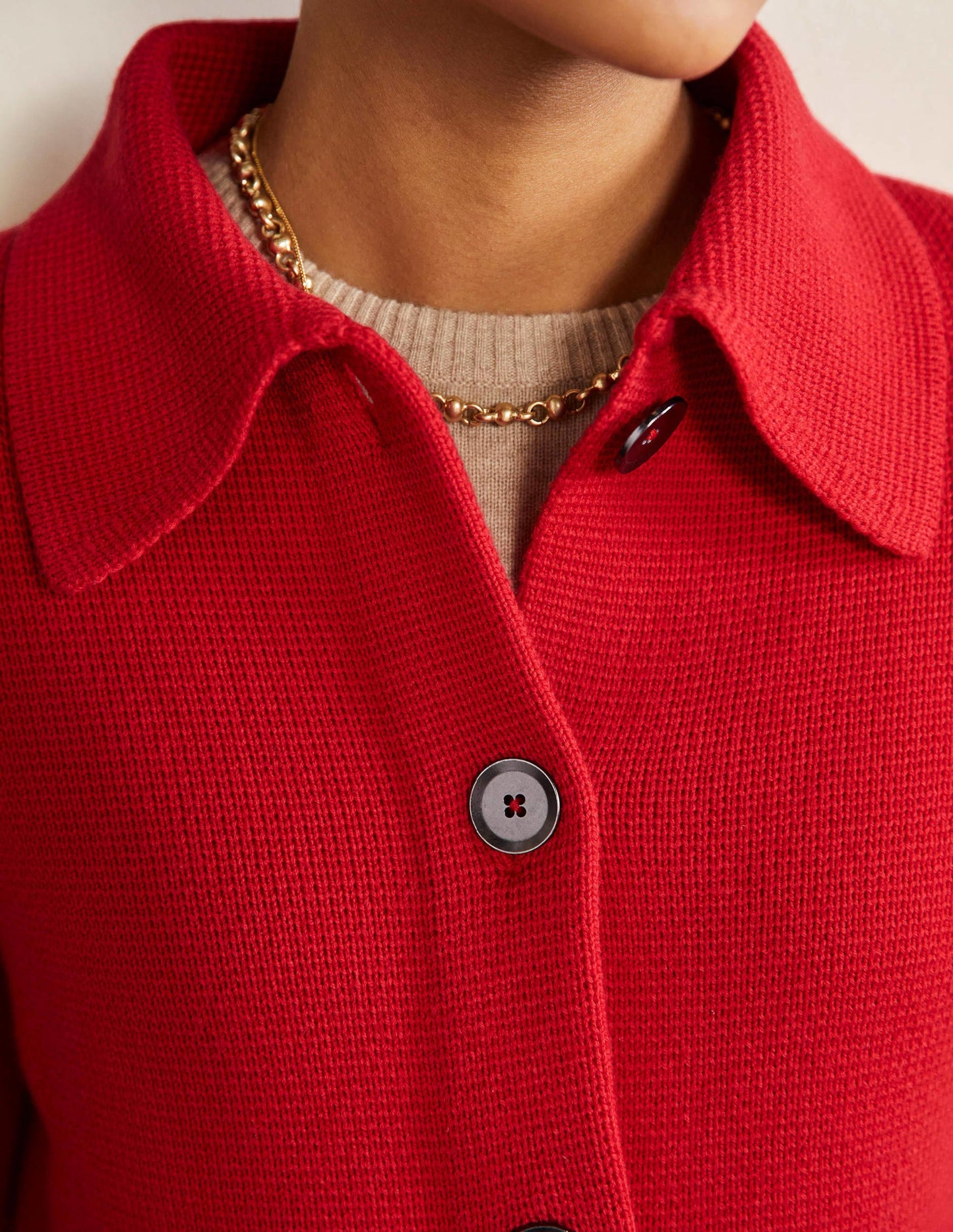 Kurz geschnittener Cardigan mit Kragen-Drachenrot