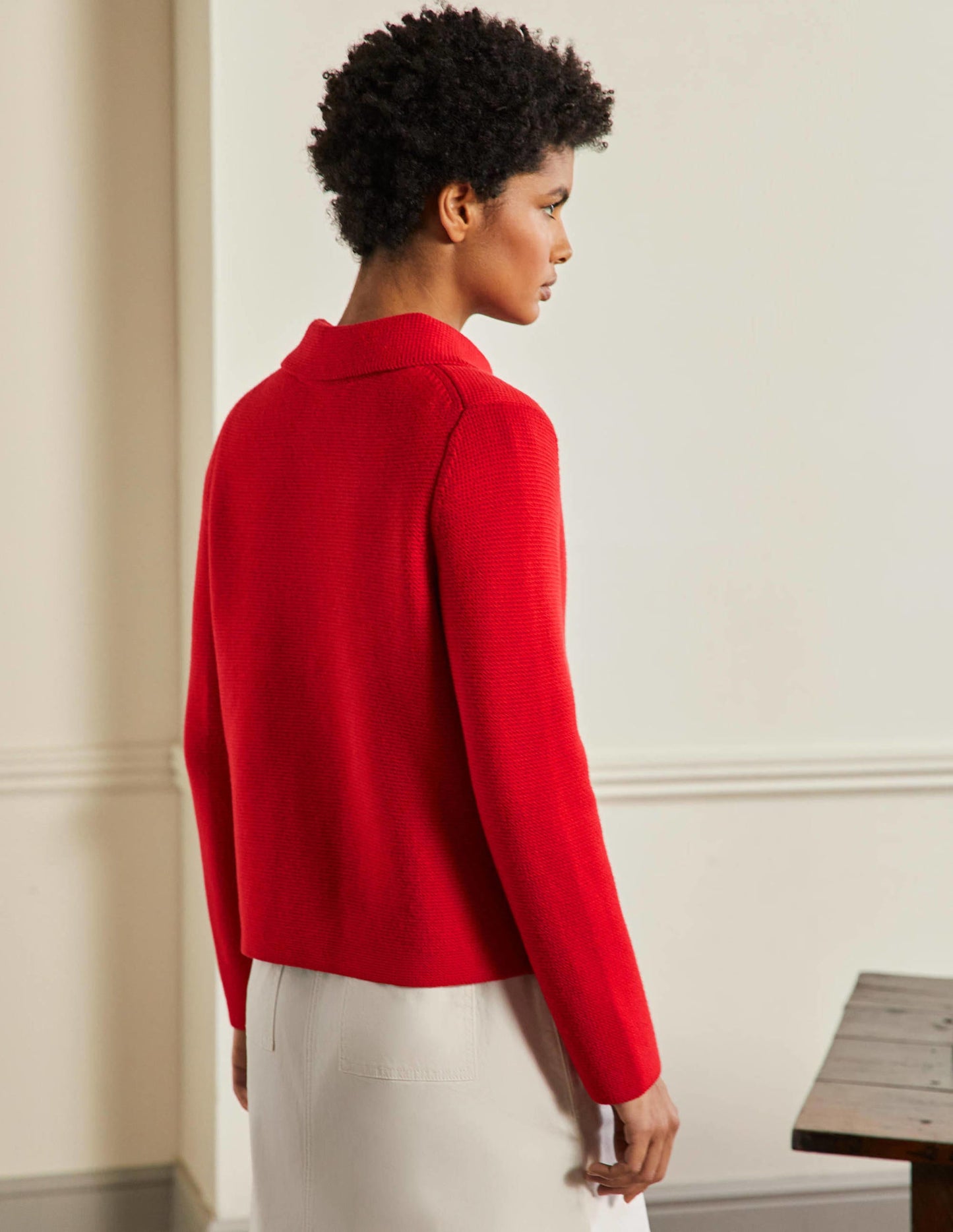 Kurz geschnittener Cardigan mit Kragen-Drachenrot