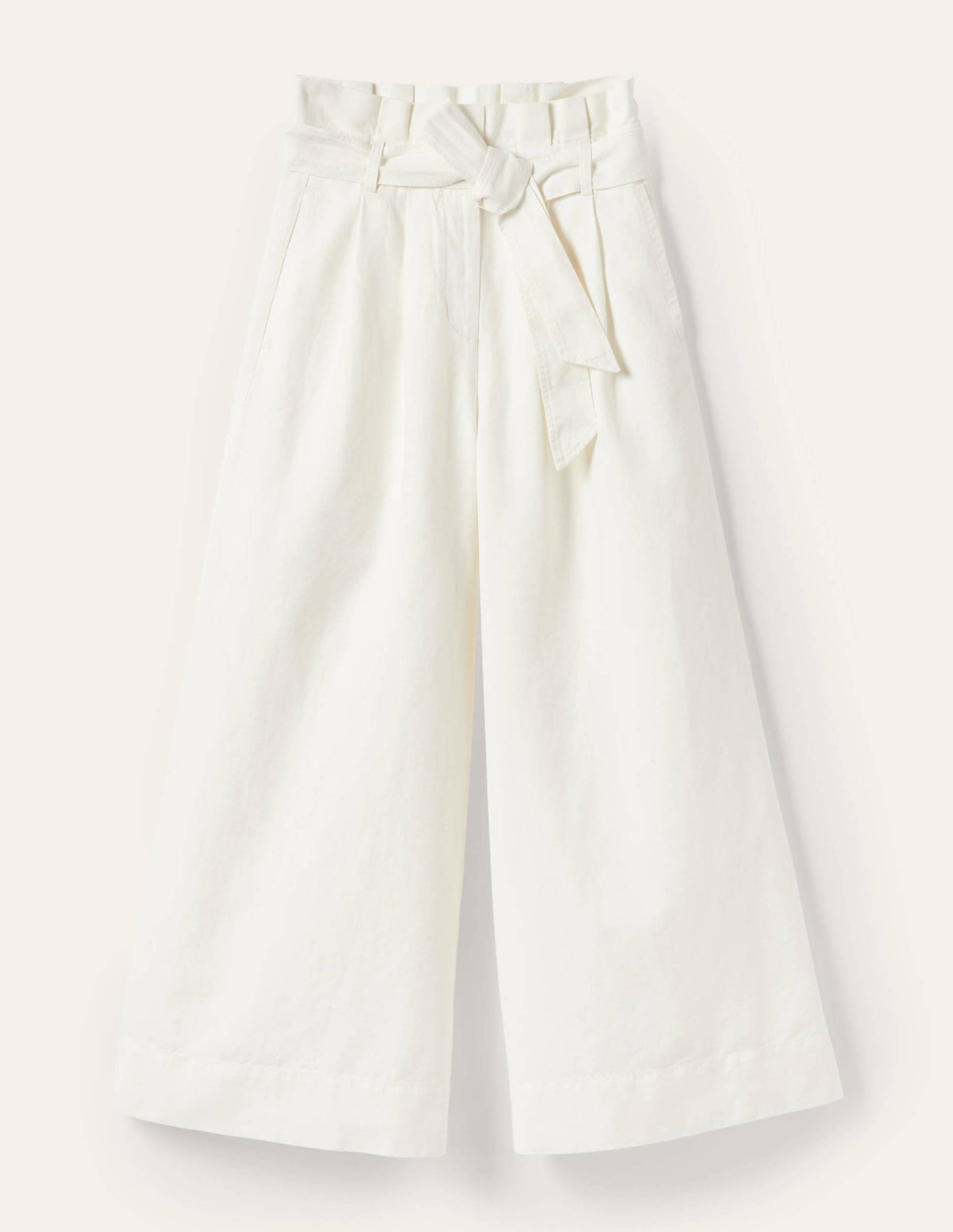 Culotte aus einer Leinenmischung mit weitem Bein-Weiß