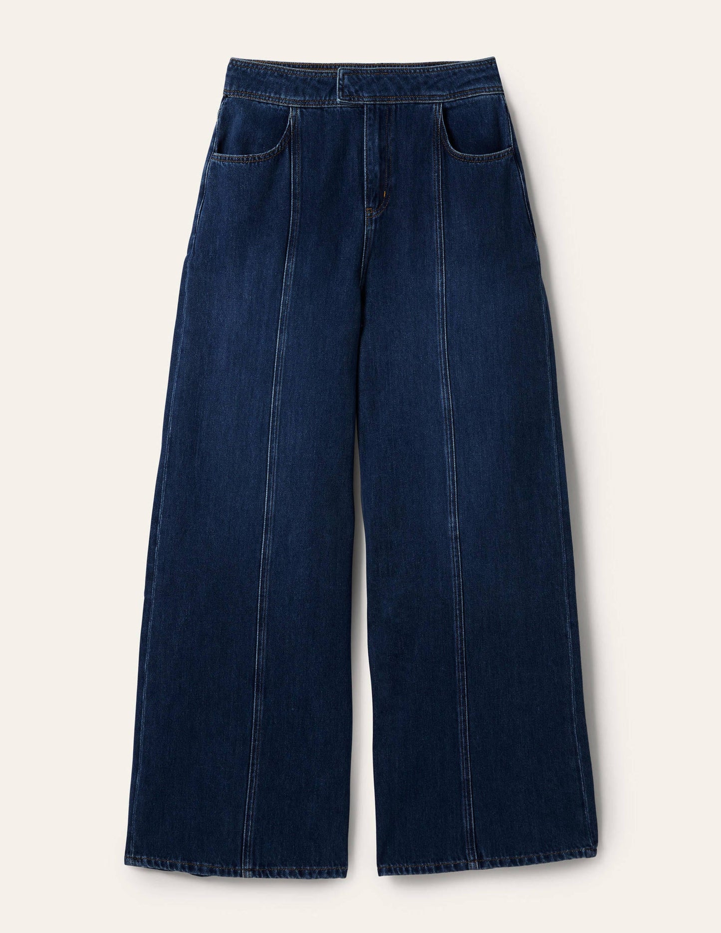 Jeans mit weitem Bein und Ziernaht-Mittleres Vintageblau