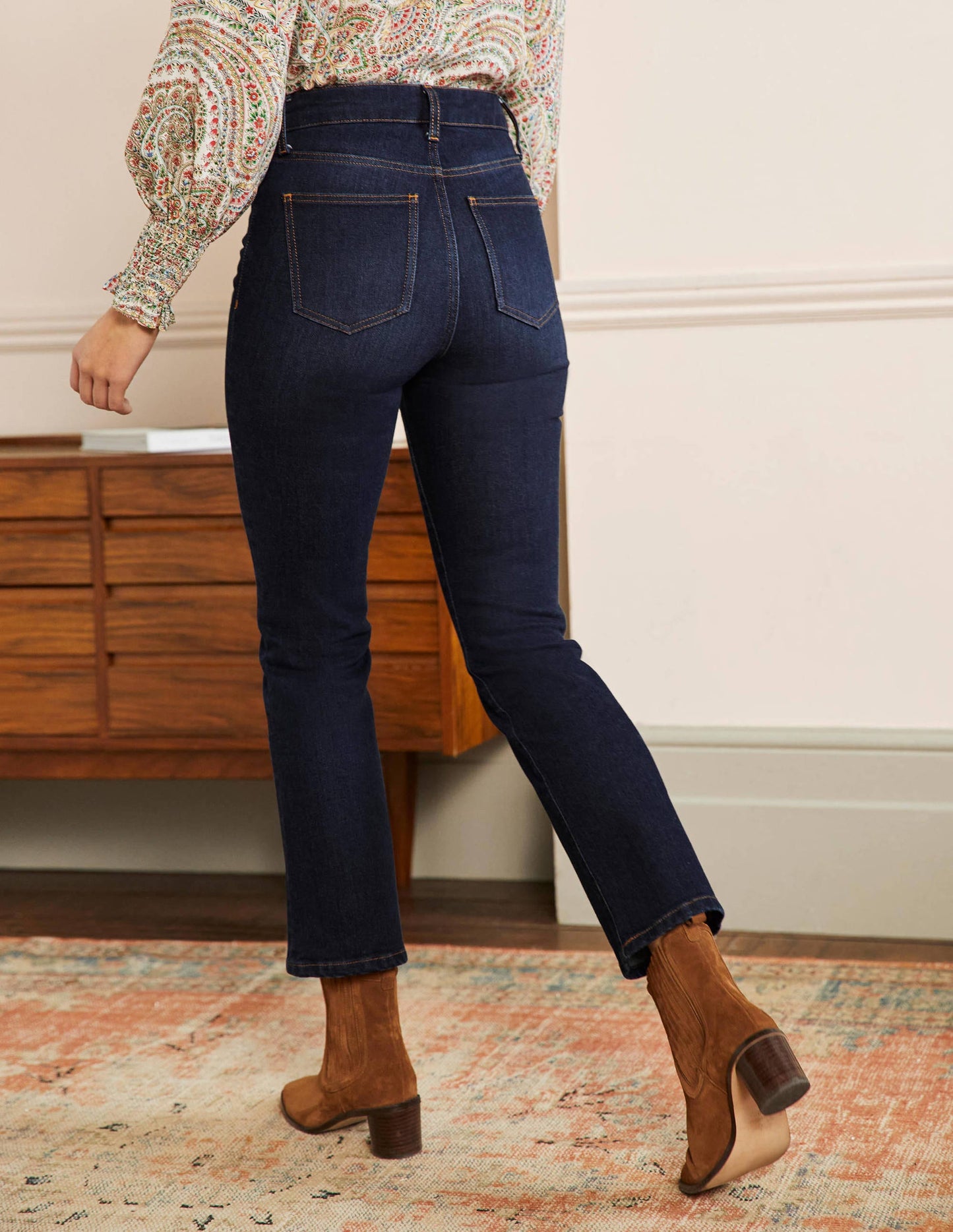 7/8-Jeans mit Schlag-Indigoblau
