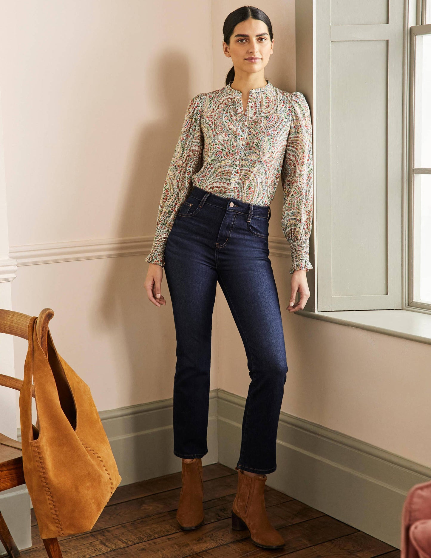 7/8-Jeans mit Schlag-Indigoblau