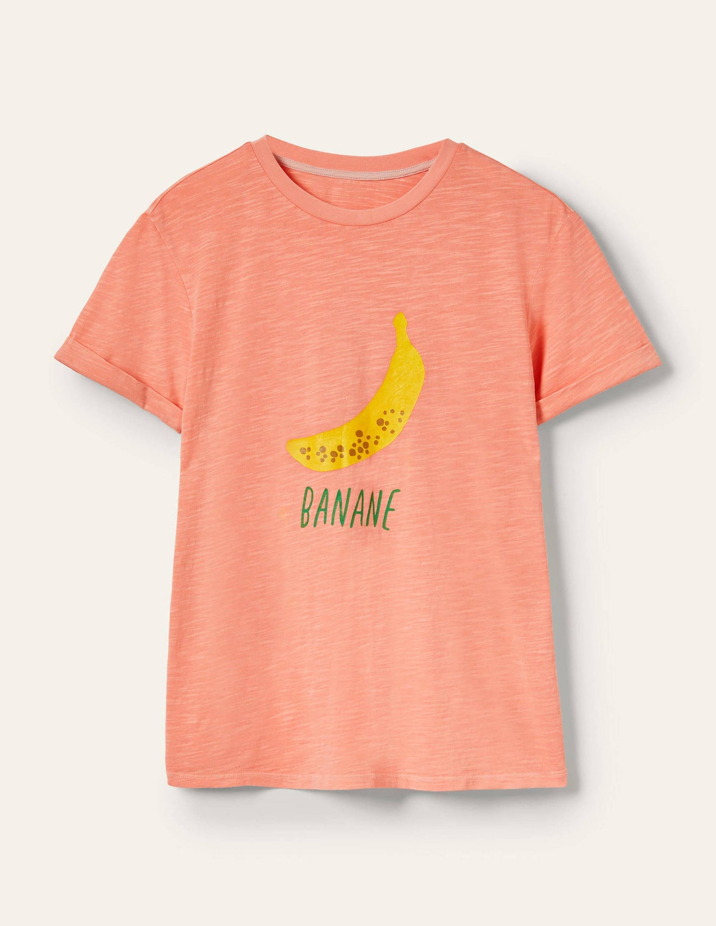 Turn Up Cuff Cotton T-shirt-Burnt Coral, Banana