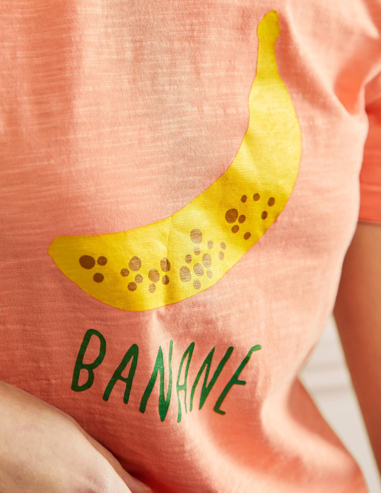 Turn Up Cuff Cotton T-shirt-Burnt Coral, Banana