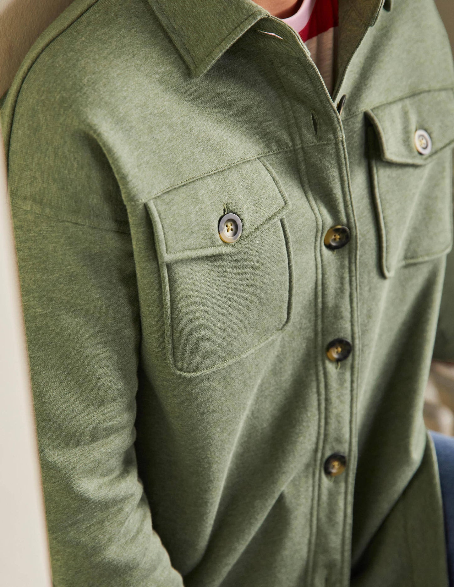 Hemdjacke aus Jersey-Erlengrün Meliert