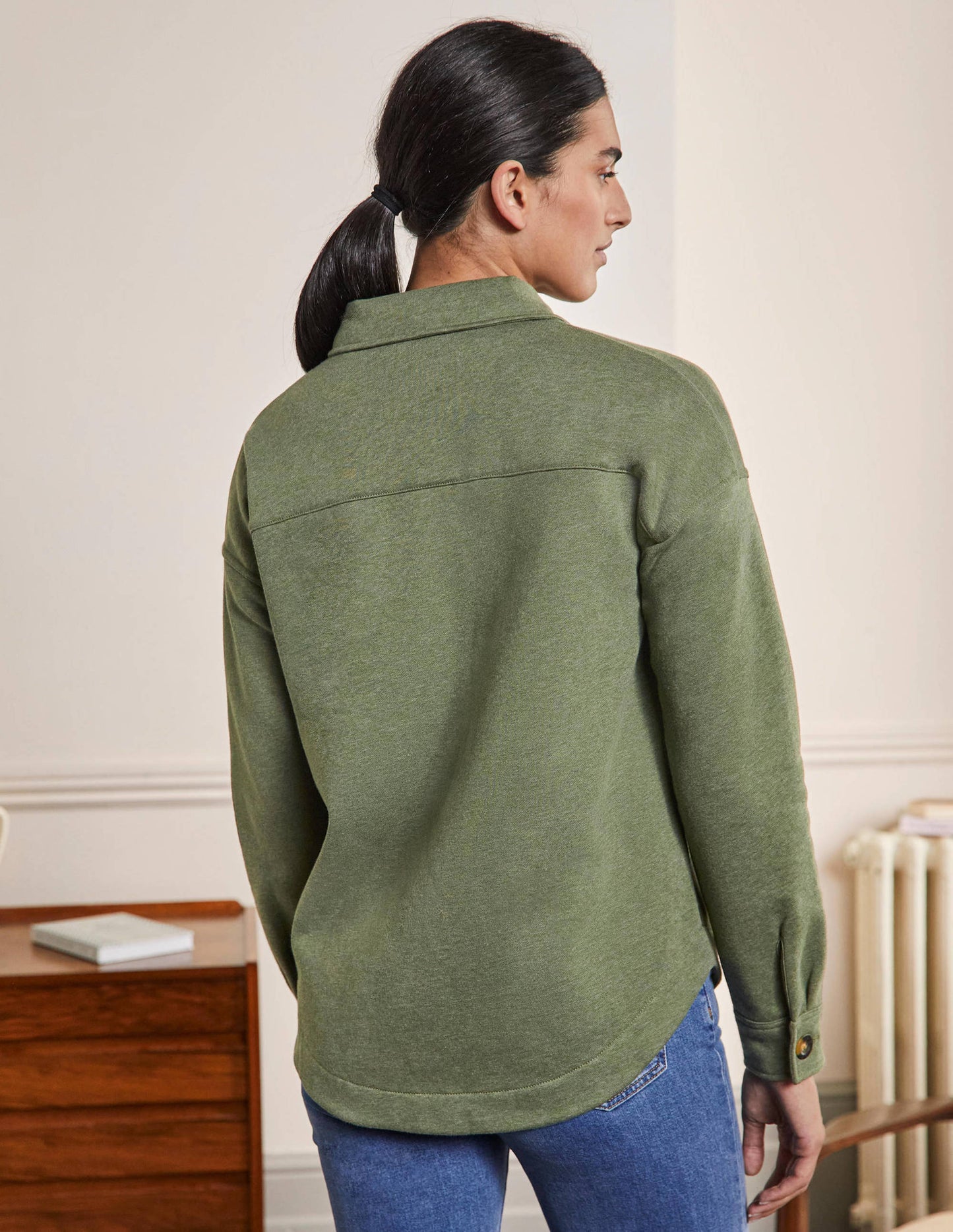 Hemdjacke aus Jersey-Erlengrün Meliert
