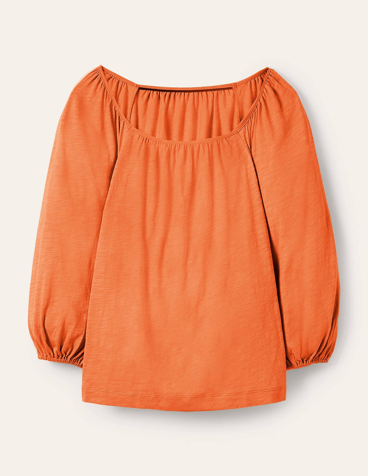 Blouson Sleeve Cotton Top-Dusty Orange