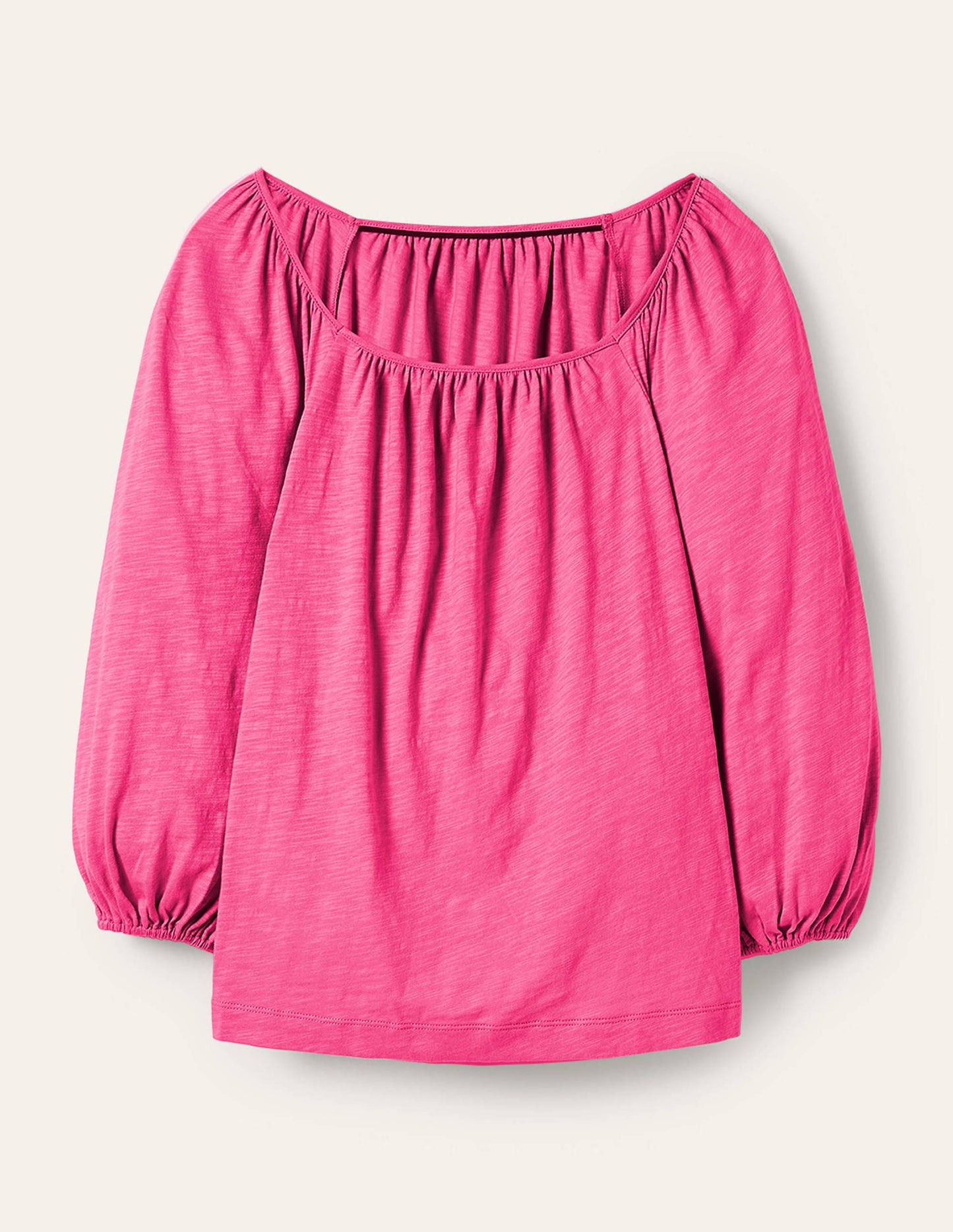 Blouson Sleeve Cotton Top-Festival Pink