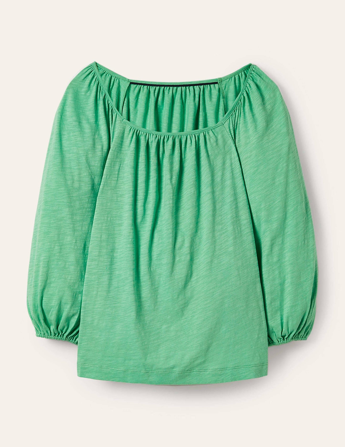 Blouson Sleeve Cotton Top-Zephyr Green