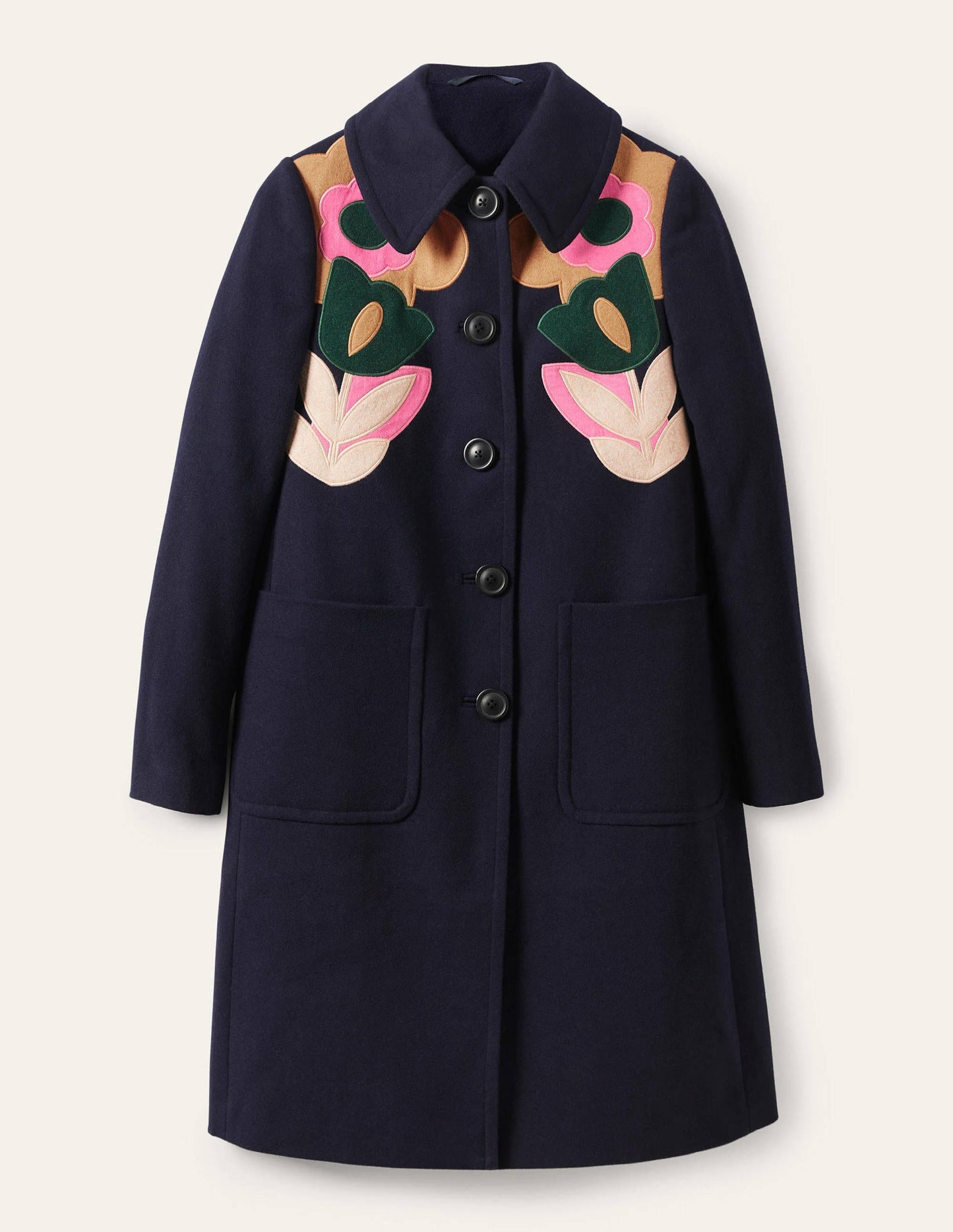 Amelia Wollmantel mit Applikation-Marineblau