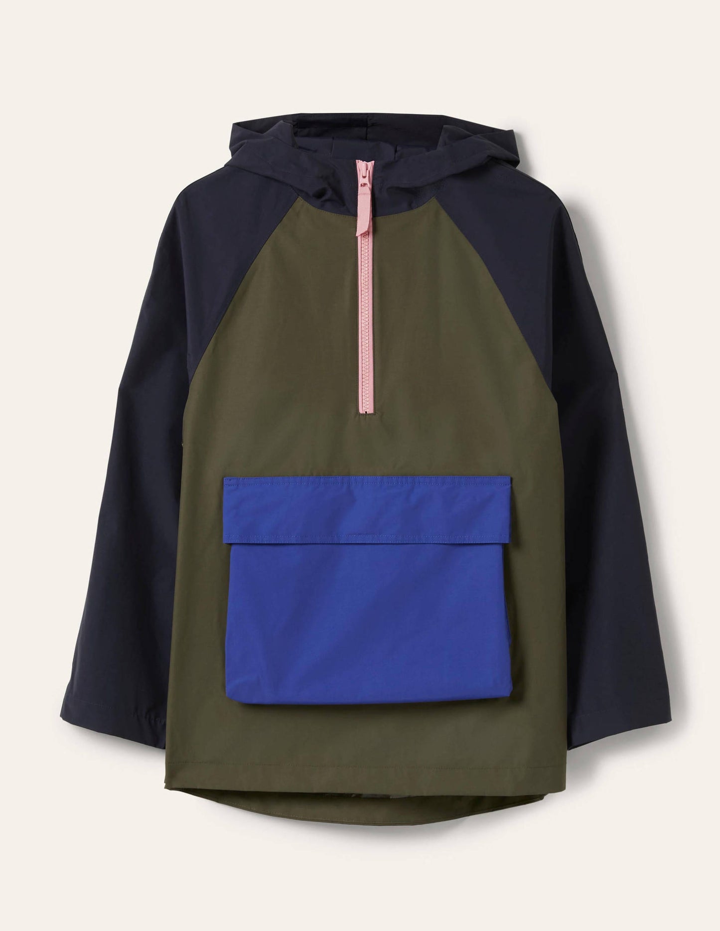 Belle Anorak zum Verstauen-Navy/Khaki