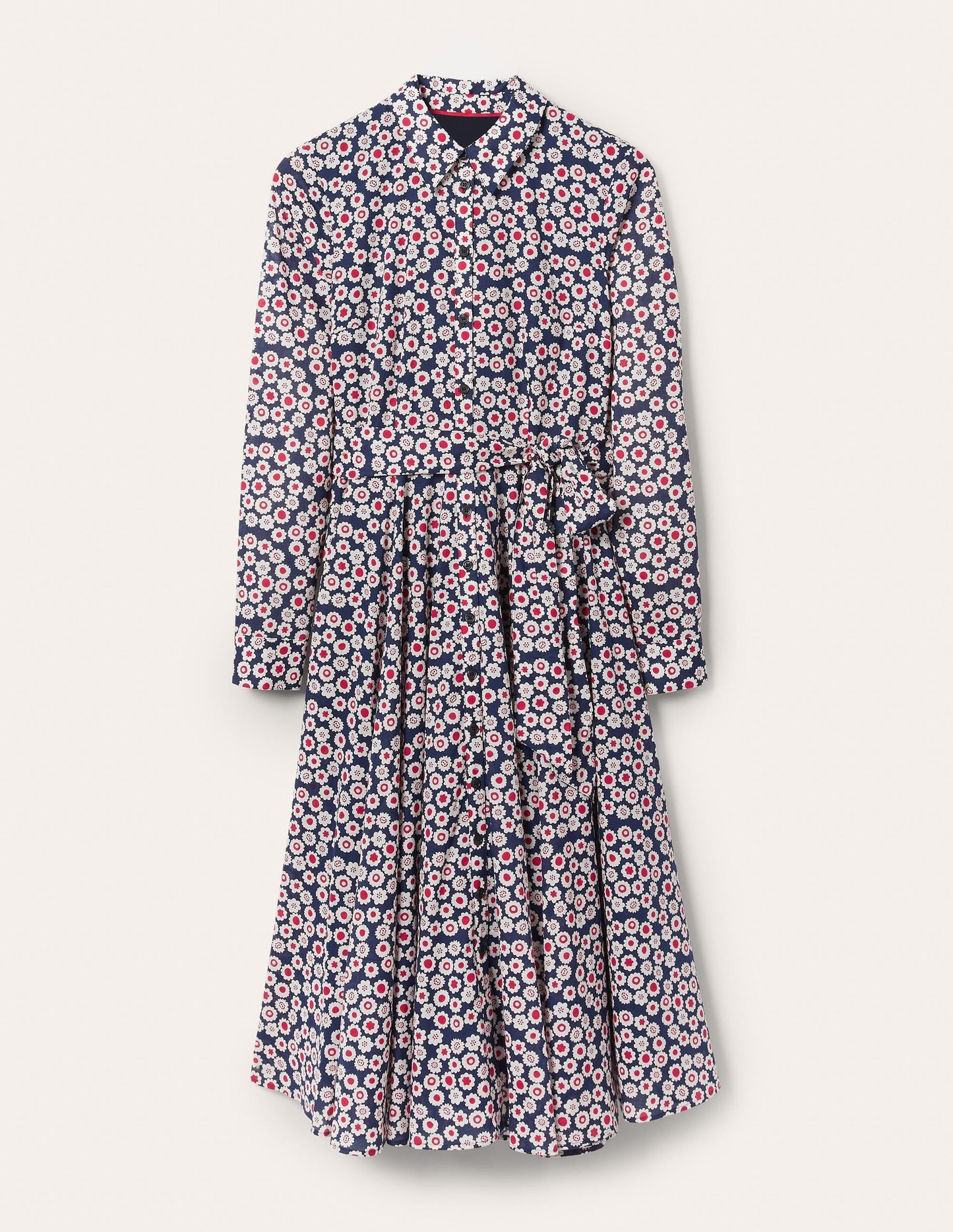 Kitty Midi-Hemdblusenkleid-Französisches Navy, Filigranes Wirbelmuster